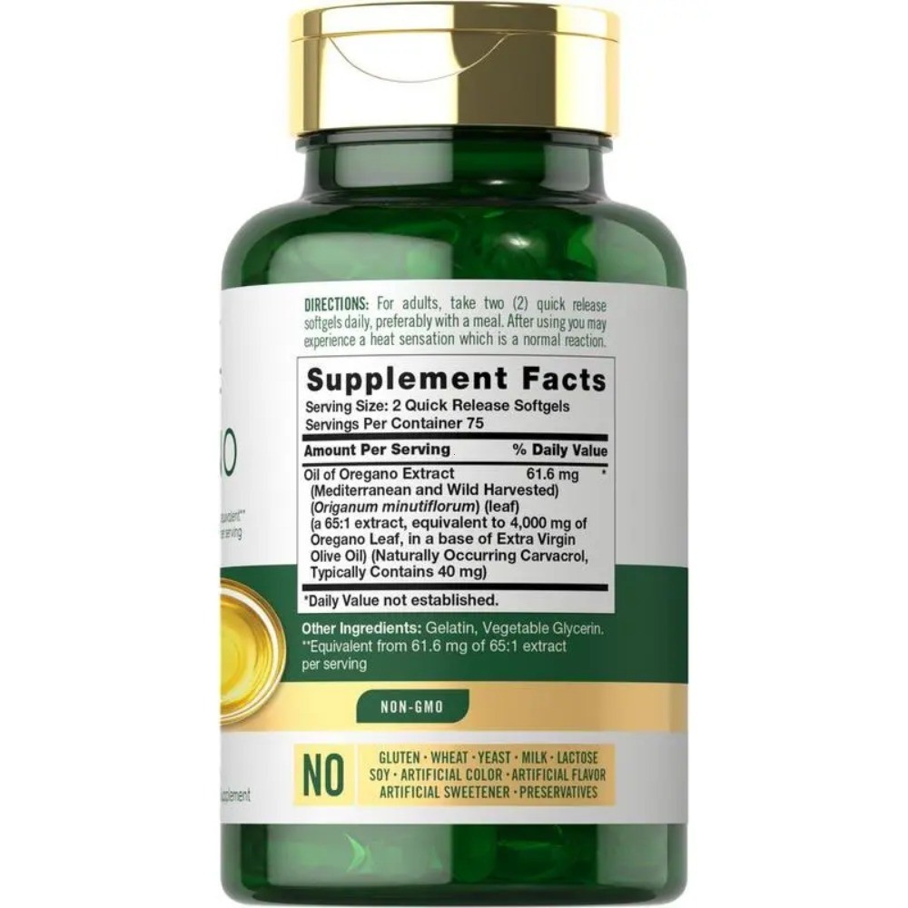 Carlyle 4000mg Oil of Oregano Softgels Carvacrol Immune Digest Support 150ct
