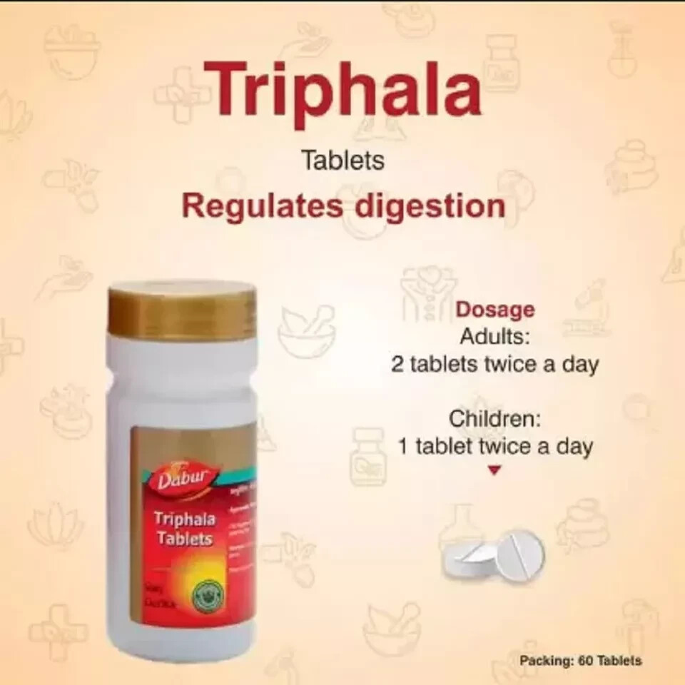 Dabur Triphala 60 Tablets (Pack of 3, Total 180 Tabs) | Constipation & Digestion