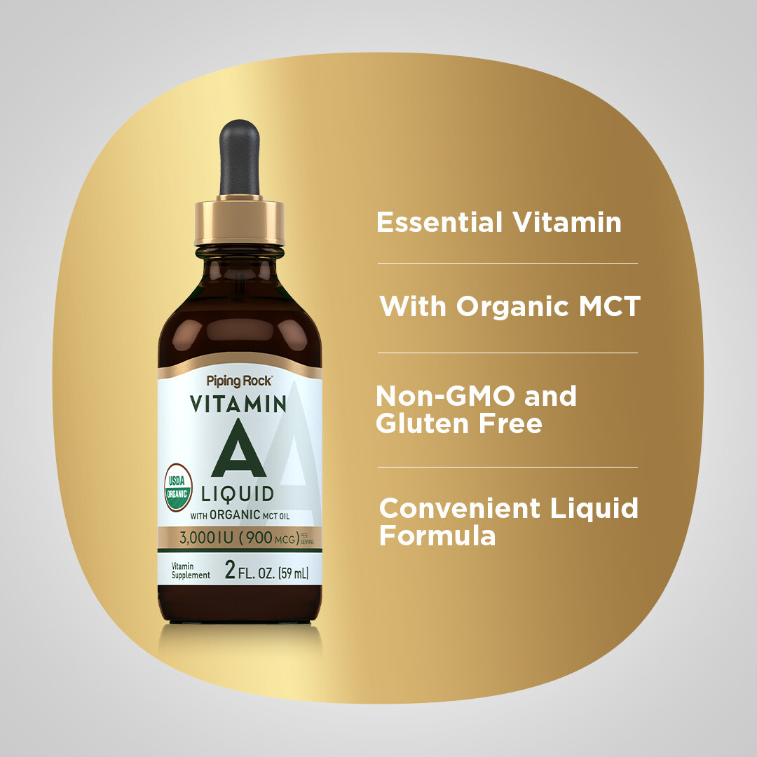 Vitamin A Liquid | 30,000 IU | 2 Fl Oz | with Organic MCT Oil | by Piping Rock