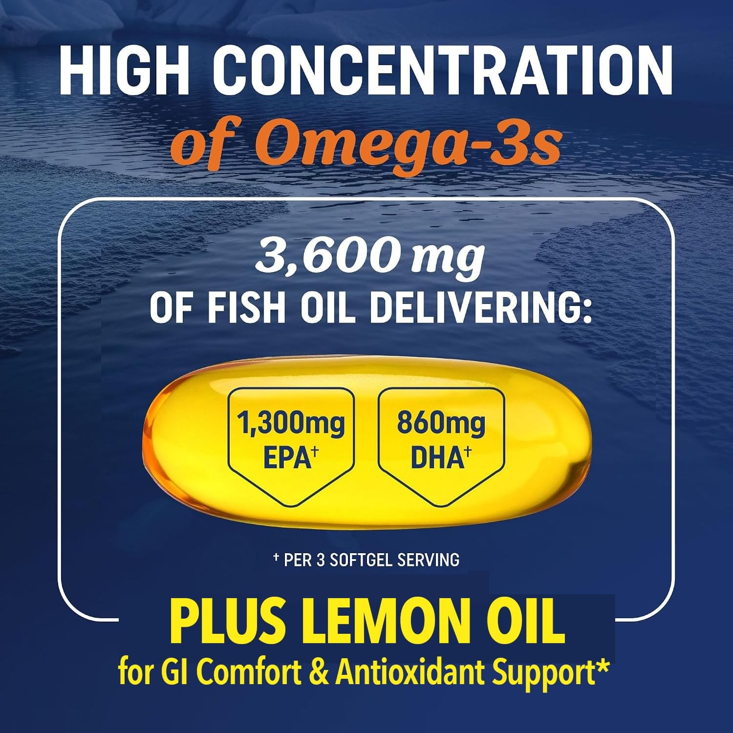 Triple Strength Omega 3 Fish Oil 3600 mg, EPA & DHA, 120 Count (Pack of 1)