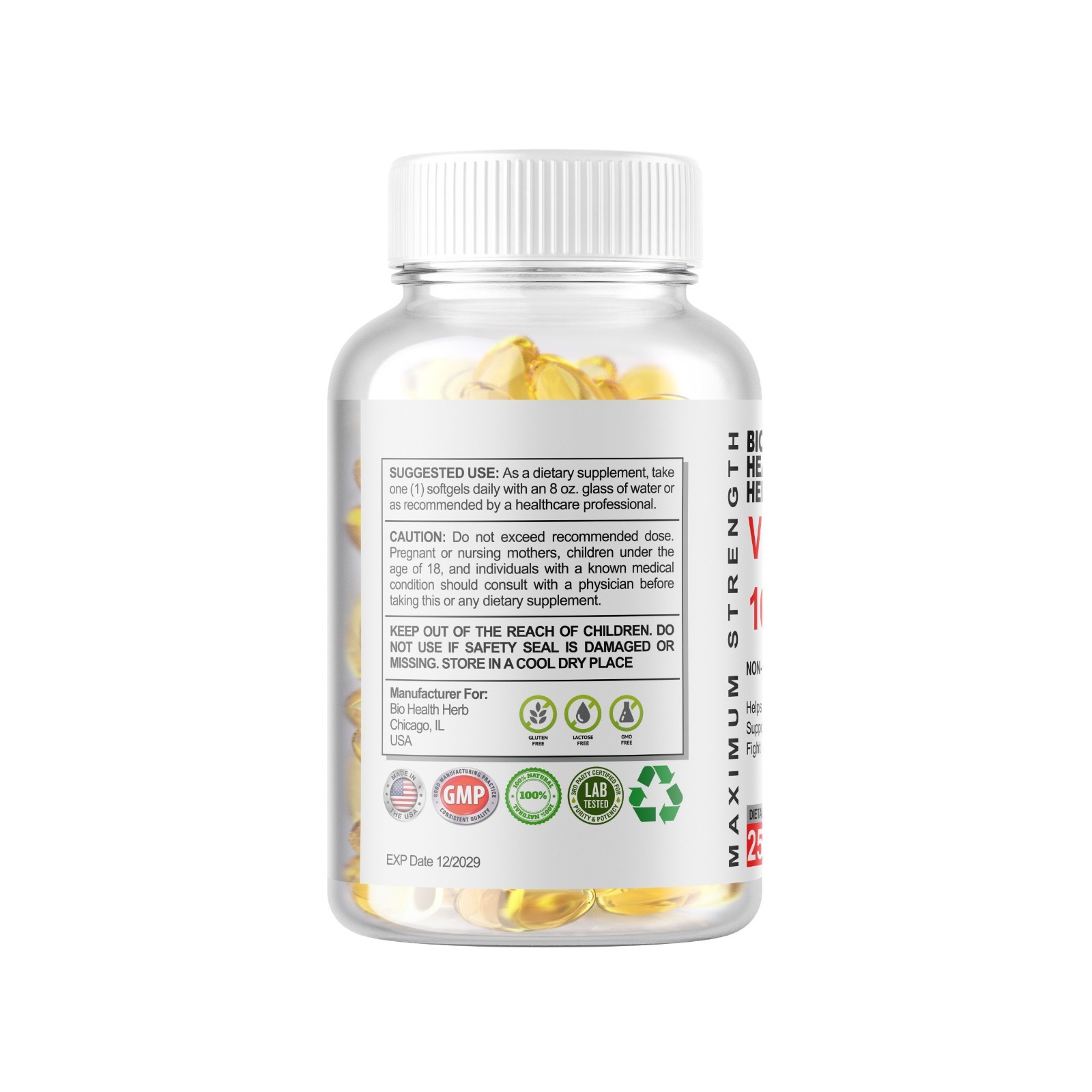 Vitamin A 10,000IU 250 Softgels USA MADE Gluten Free & Non-GMO
