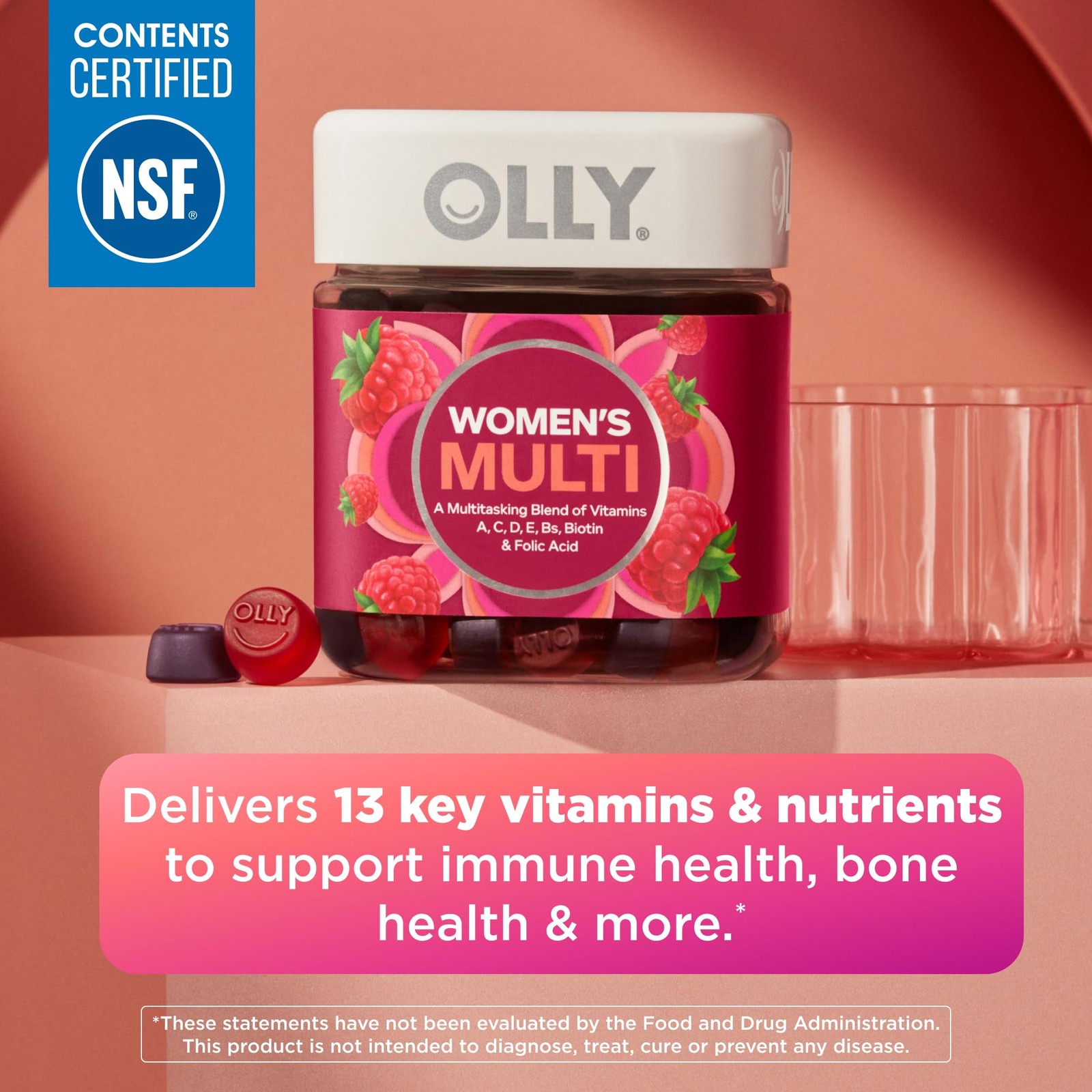 OLLY Women’s Multivitamin, Supports Overall Wellness,* Biotin – 90 Count