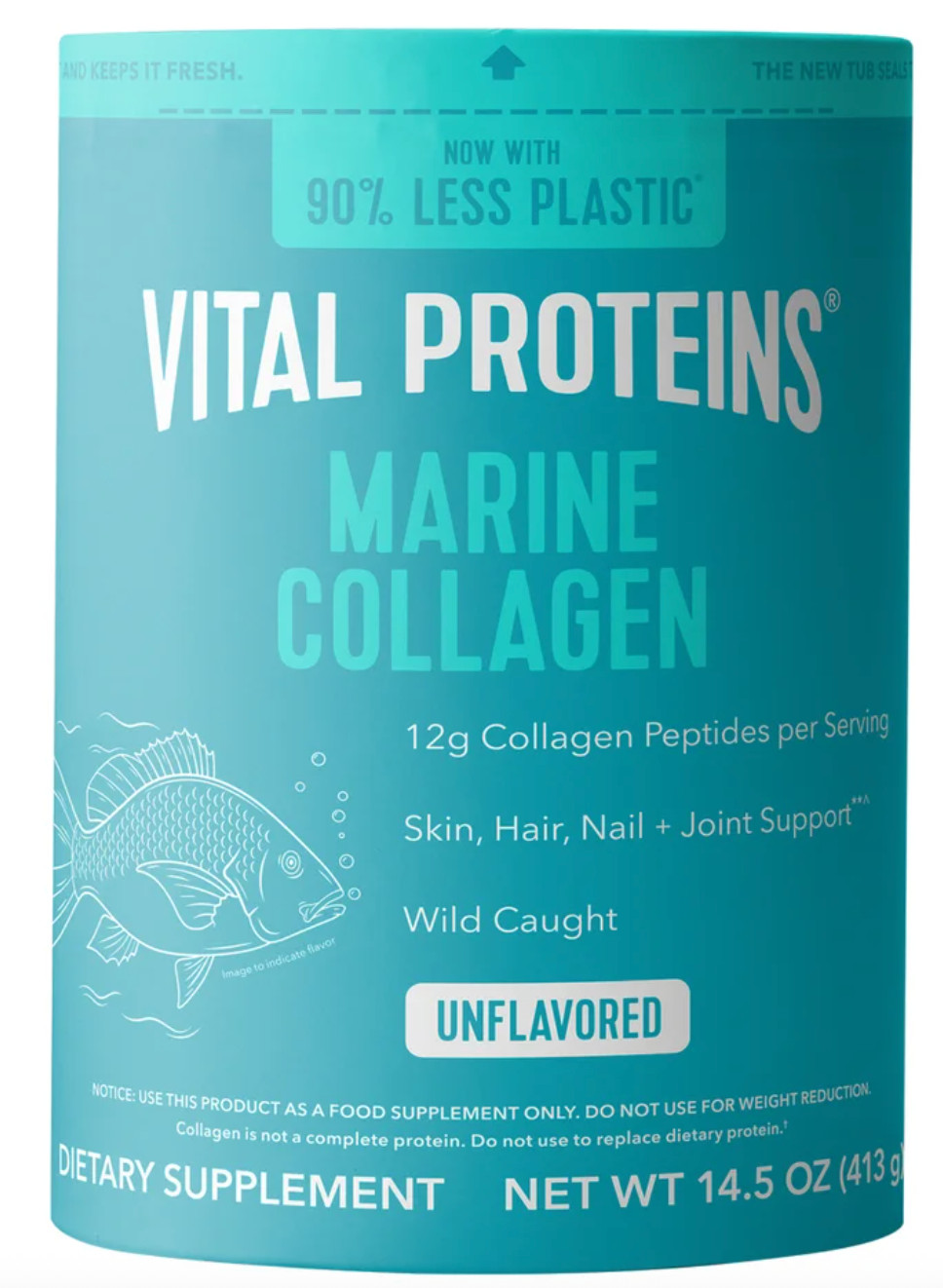 Vital Proteins Marine Collagen Unflavored 14.5 oz New Packaging 90% Less Plastic