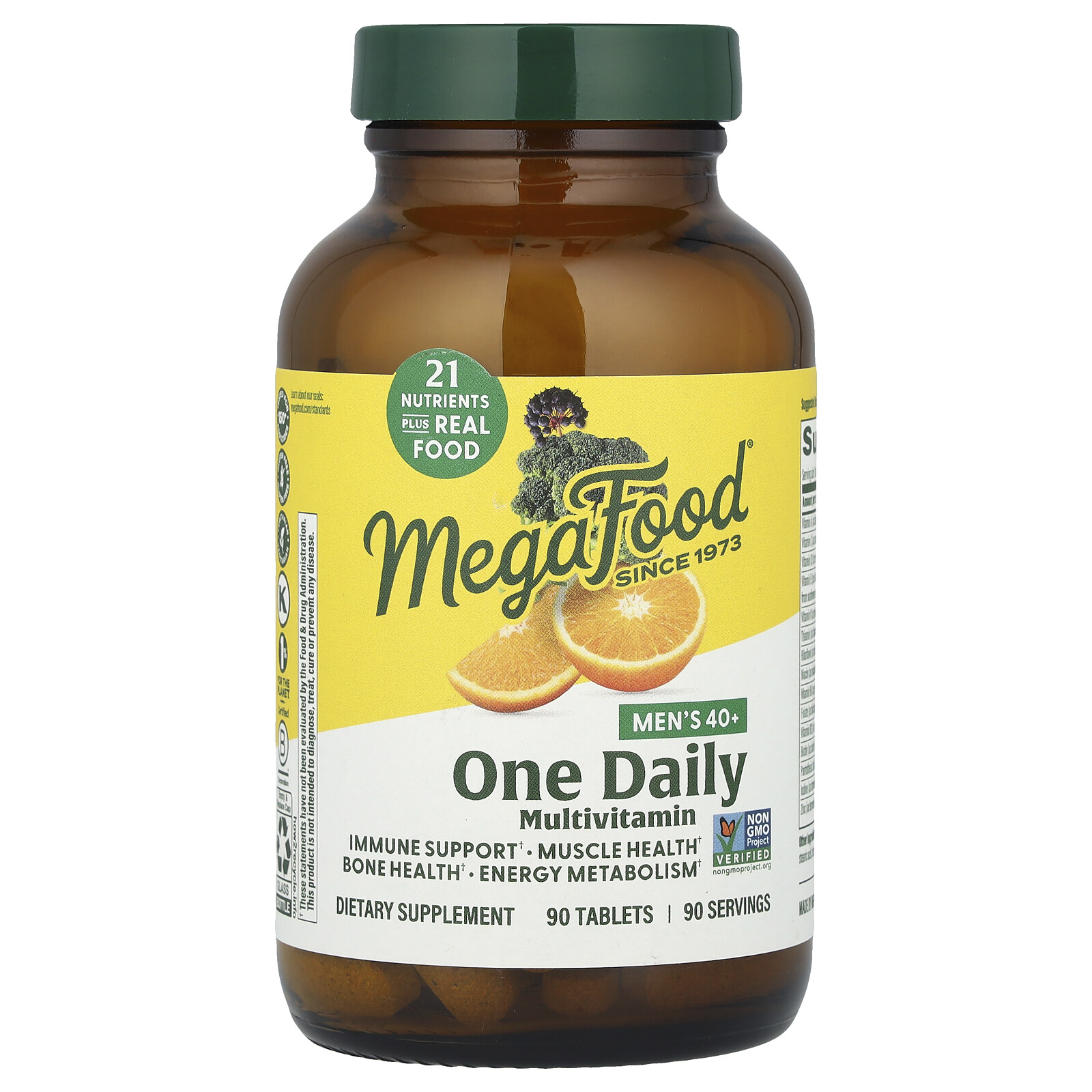MegaFood Men Over 40 One Daily Iron Free 90 Tablets Dairy-Free, Gluten-Free,