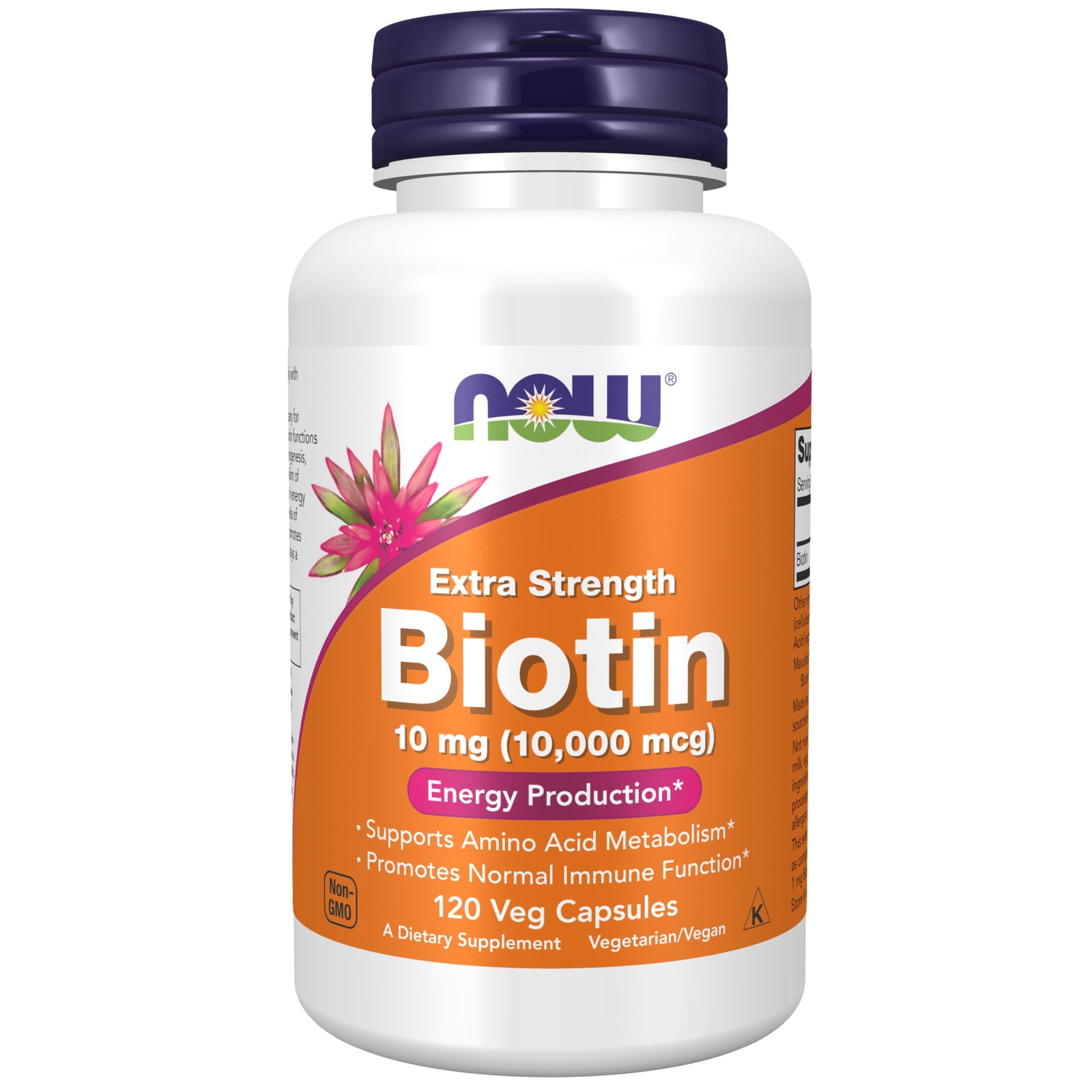 Now Foods Biotin 120 Count Off White Speckles Supports Hair Skin Nails