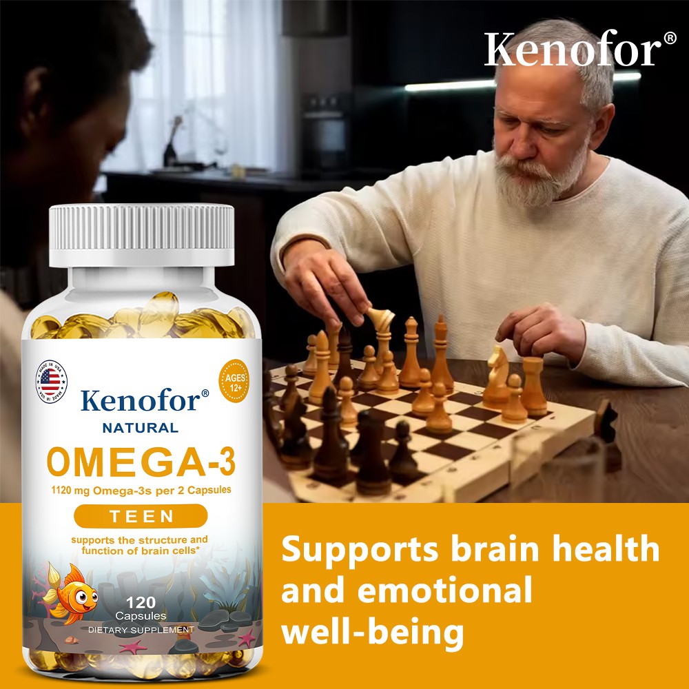Natural Omega-3 1120mg For 12+ Teen Supports Brain Function Healthy 30-120 Caps