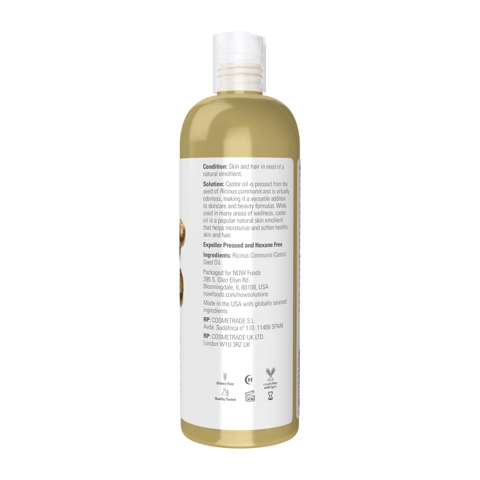 NOW Foods Solutions, Castor Oil, 100% Pure 16 Fl Oz (Pack of 1), Pale Yellow