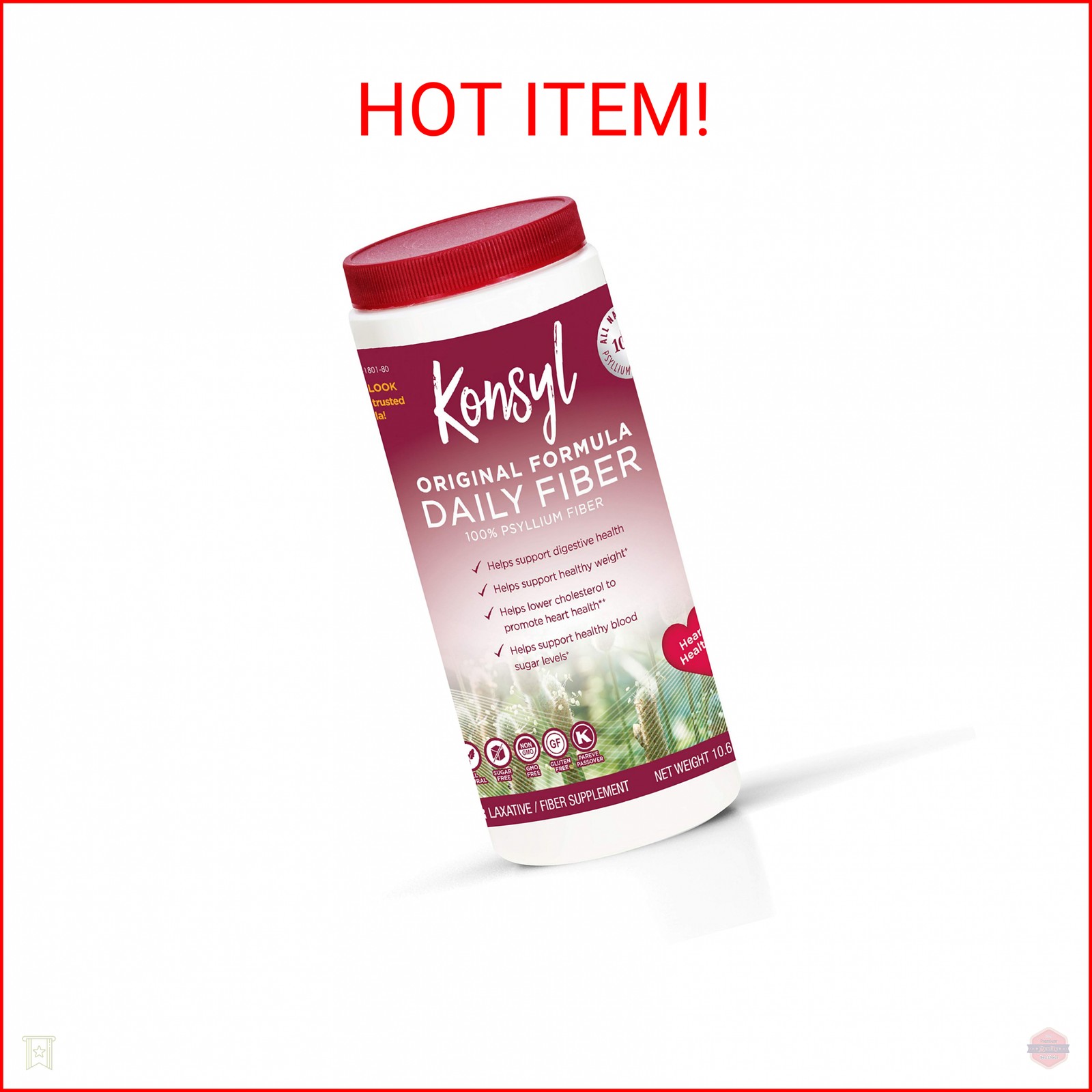 KONSYL PHARMACEUTICALS Original Formula 100% Psyllium Fiber, 10.6 Ounce, Powder