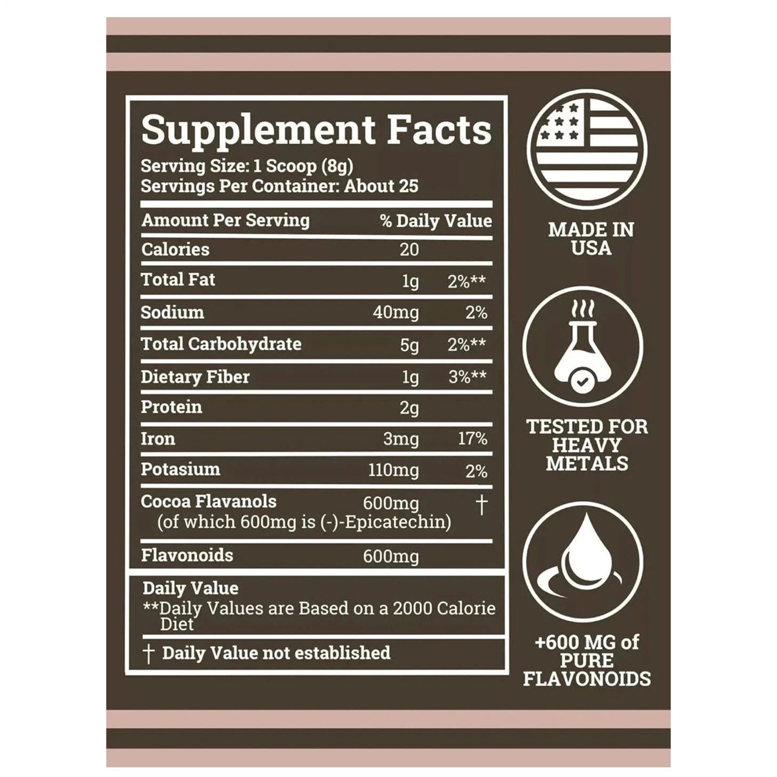 Forest Health High Flavanol Cocoa Powder 1200mg Supplement Flavonoids Black