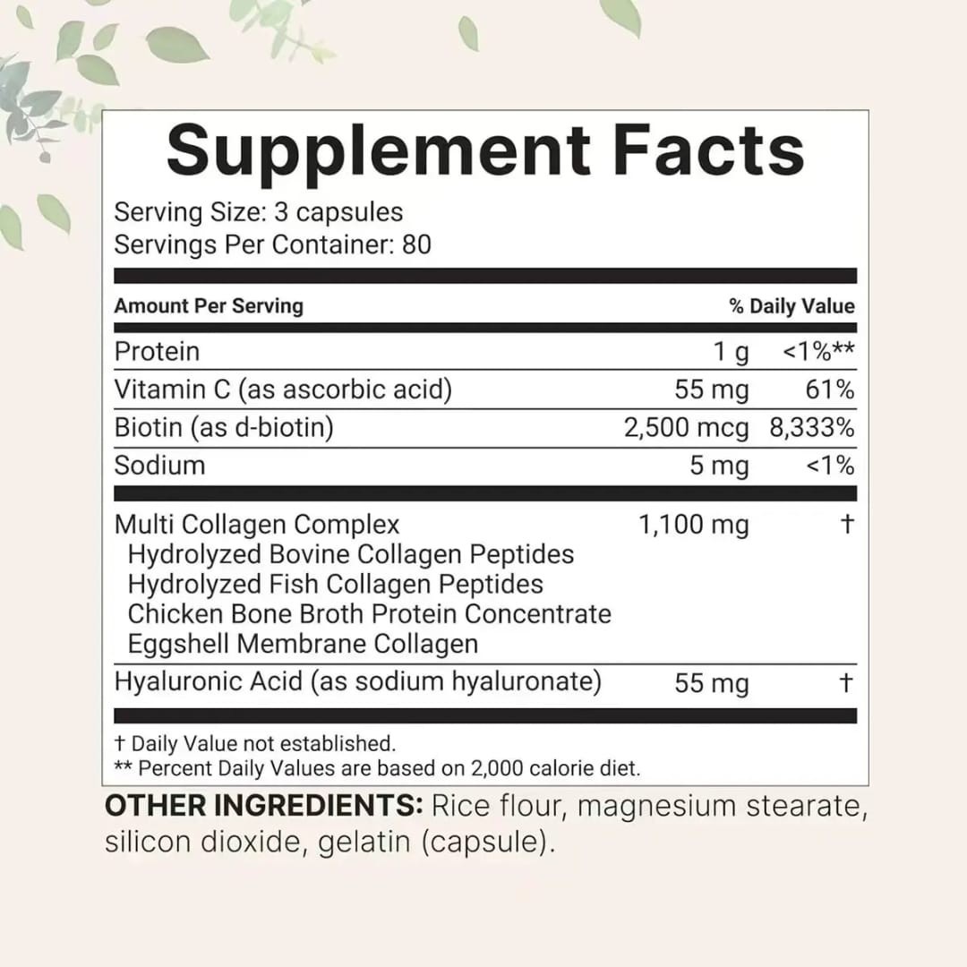Multi Collagen 8 in 1 Complex for Women ~ 240 Capsules ~ Type I, II, III, V, X