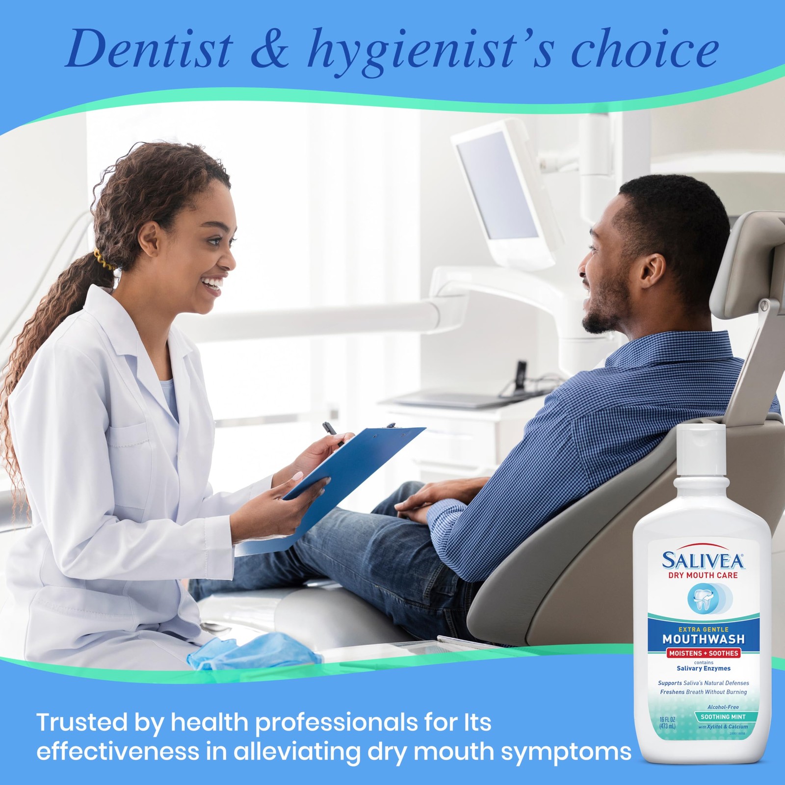 SALIVEA Dry Mouth Mouthwash – Soothing Mint 16 Fl Oz (Pack of 1)