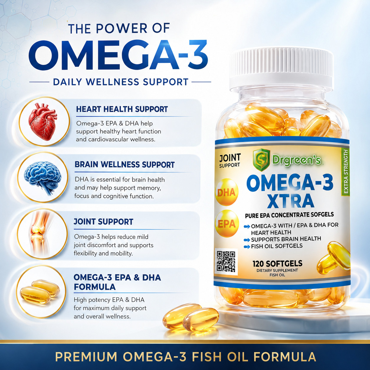 5 Ultra Pure Omega 3 Fish Oil 2600mg Small, Potent,Joint support Relief XL 600