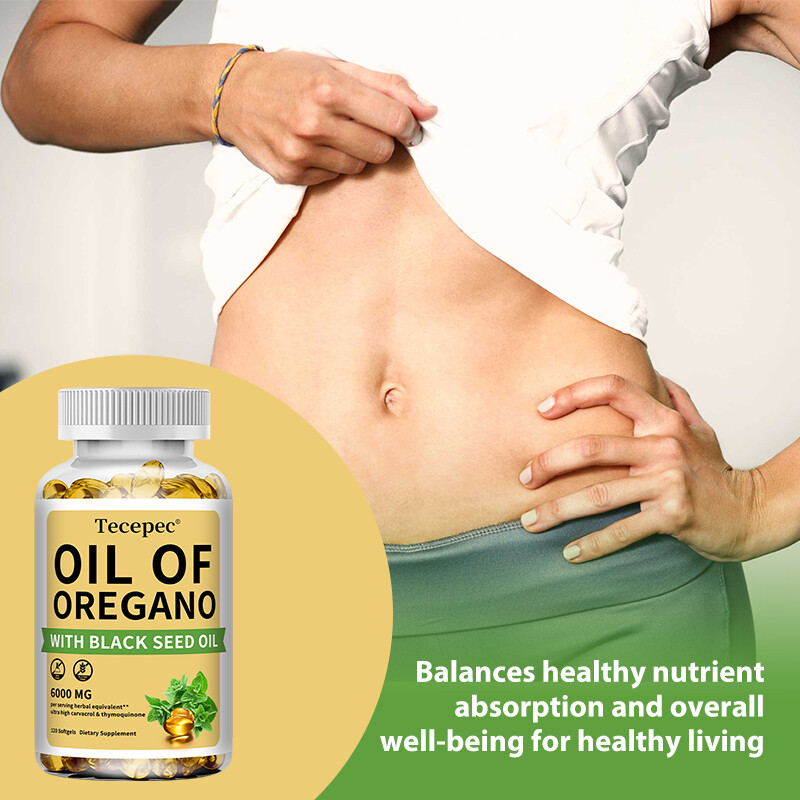 120 Softgels 2 in 1 Black Seed Oil and Oil of Oregano,HEALTHY DIGESTION SYSTEM