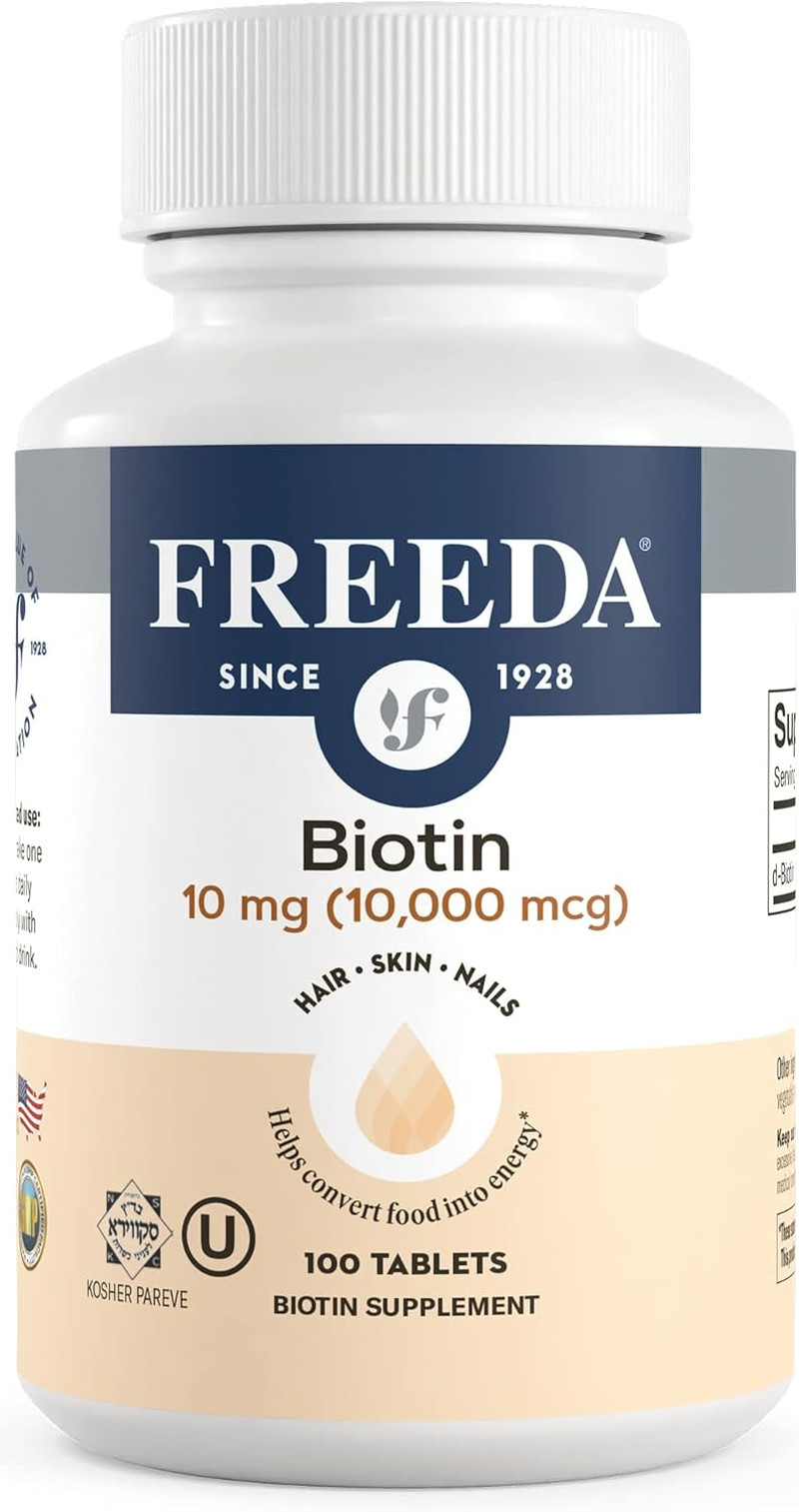 Biotin 10,000 Mcg – Kosher Hair, Skin & Nails Supplement – High-Potency B7 fo…