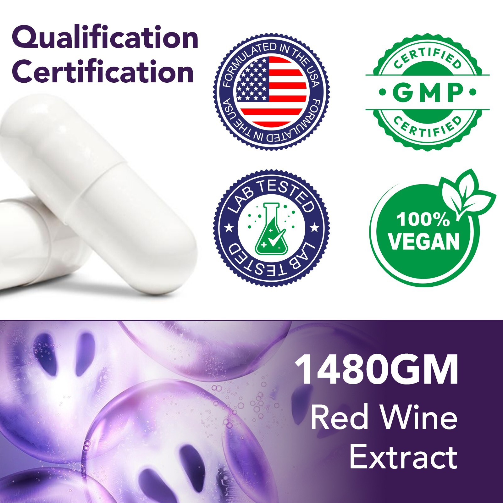 High Purity Resveratrol Capsules 98% Trans-Resveratrol Reservatrol Supplement –