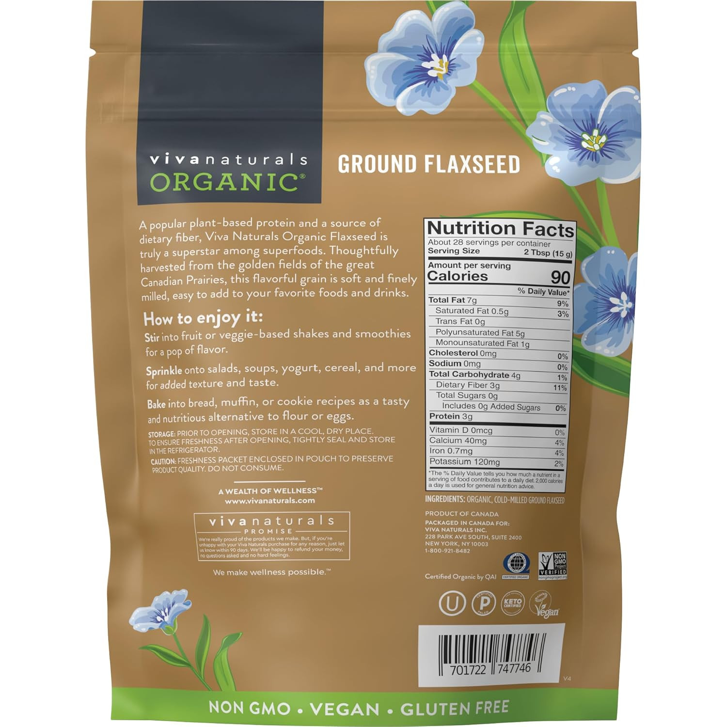 Organic Ground Flaxseed – Premium Quality Plant-Based Protein and Vegan Omega-3