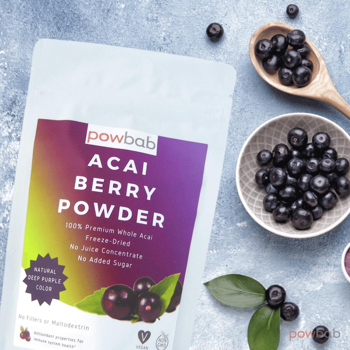 powbab Acai Berry Powder – 100% Organic Acai Berries Unsweetened (7 oz)