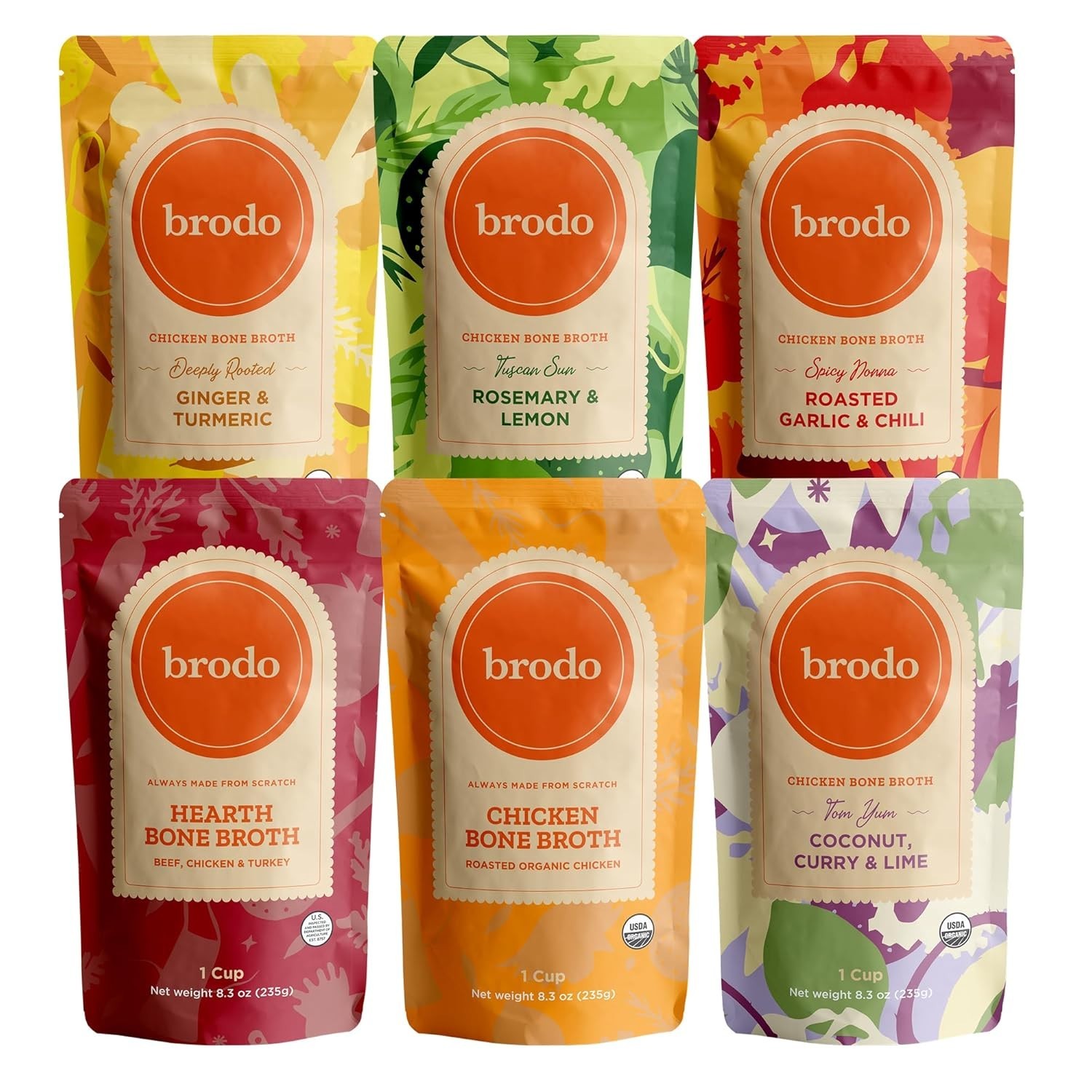 Brodo Classic Variety Pack with Collagen & Protein, 8.3 Ounce (Pack of 6)