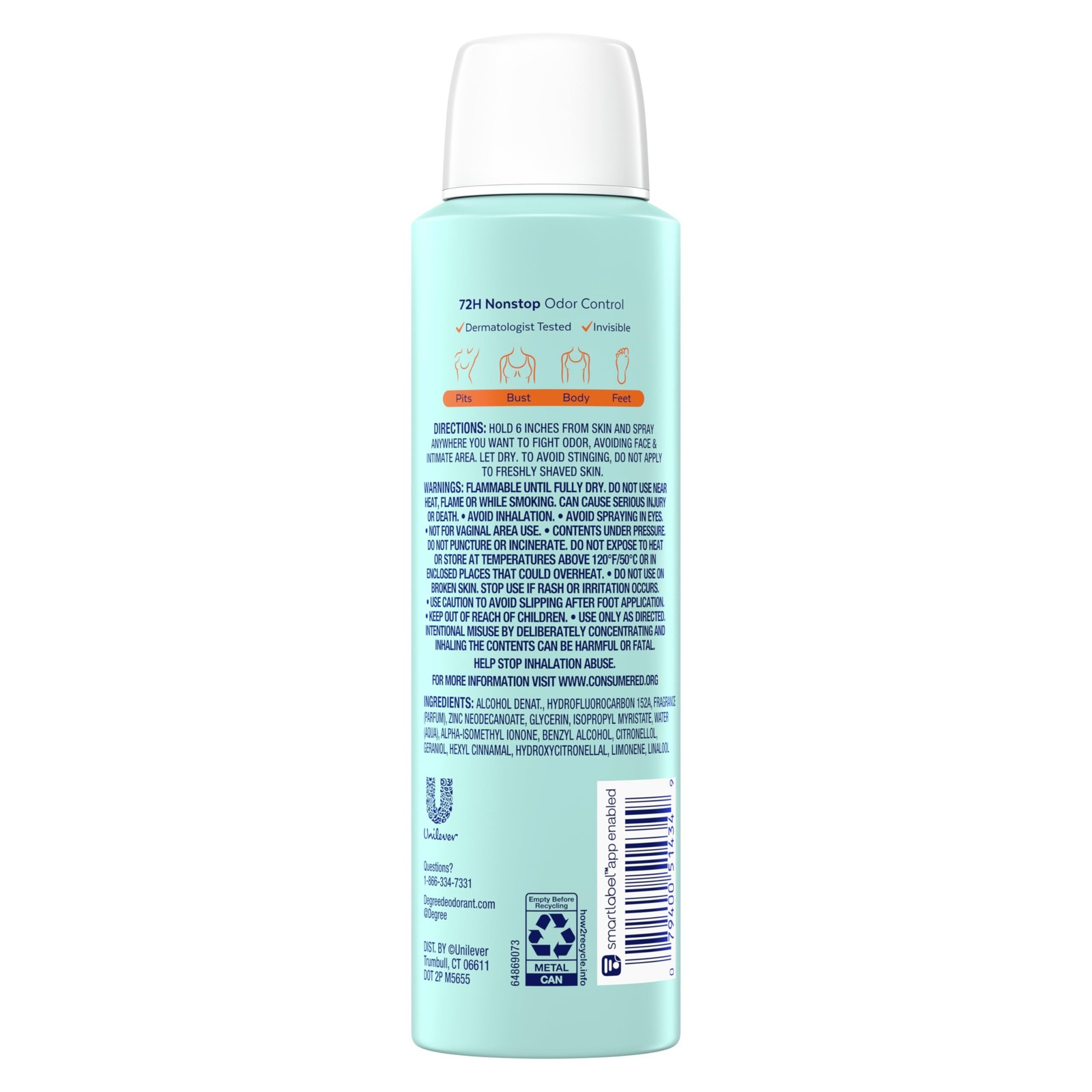 Degree Women Whole Body Deodorant Spray, Fresh Citrus 4 Ounce (Pack of 1)