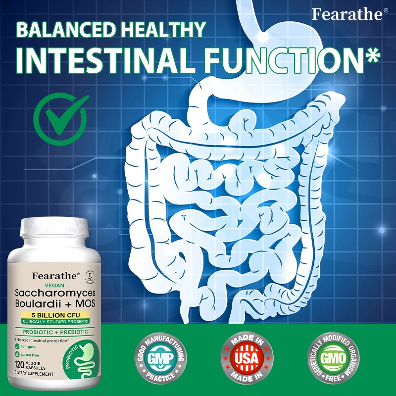 Saccharomyces Boulardii + Mos 5 Billion Cfu Gut Health 30/60/120 Capsules Vegan