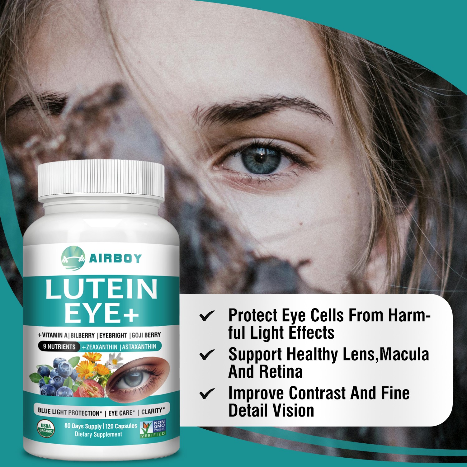 Lutein Eye – with Zeaxanthin, Astaxanthin, Bilberry, Grapeseed, Vision Health