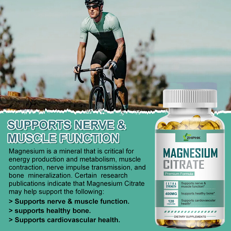 ZHPHK High Absorption Magnesium Citrate 400mg 120 Capsules Dietary Supplement