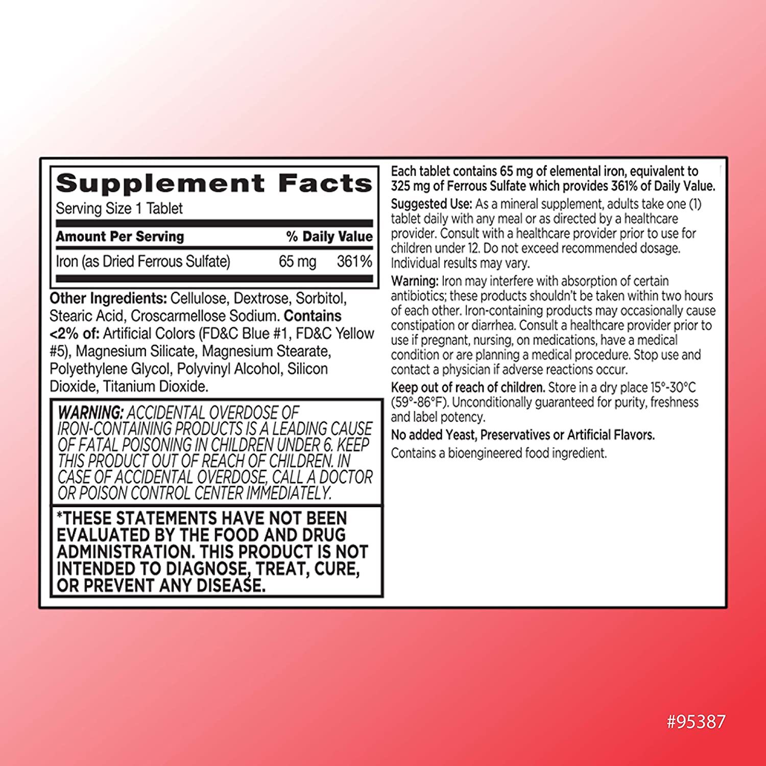 Quality Choice Ferrous Sulfate 325mg Iron Tablets, 100 Count – Pack of 2