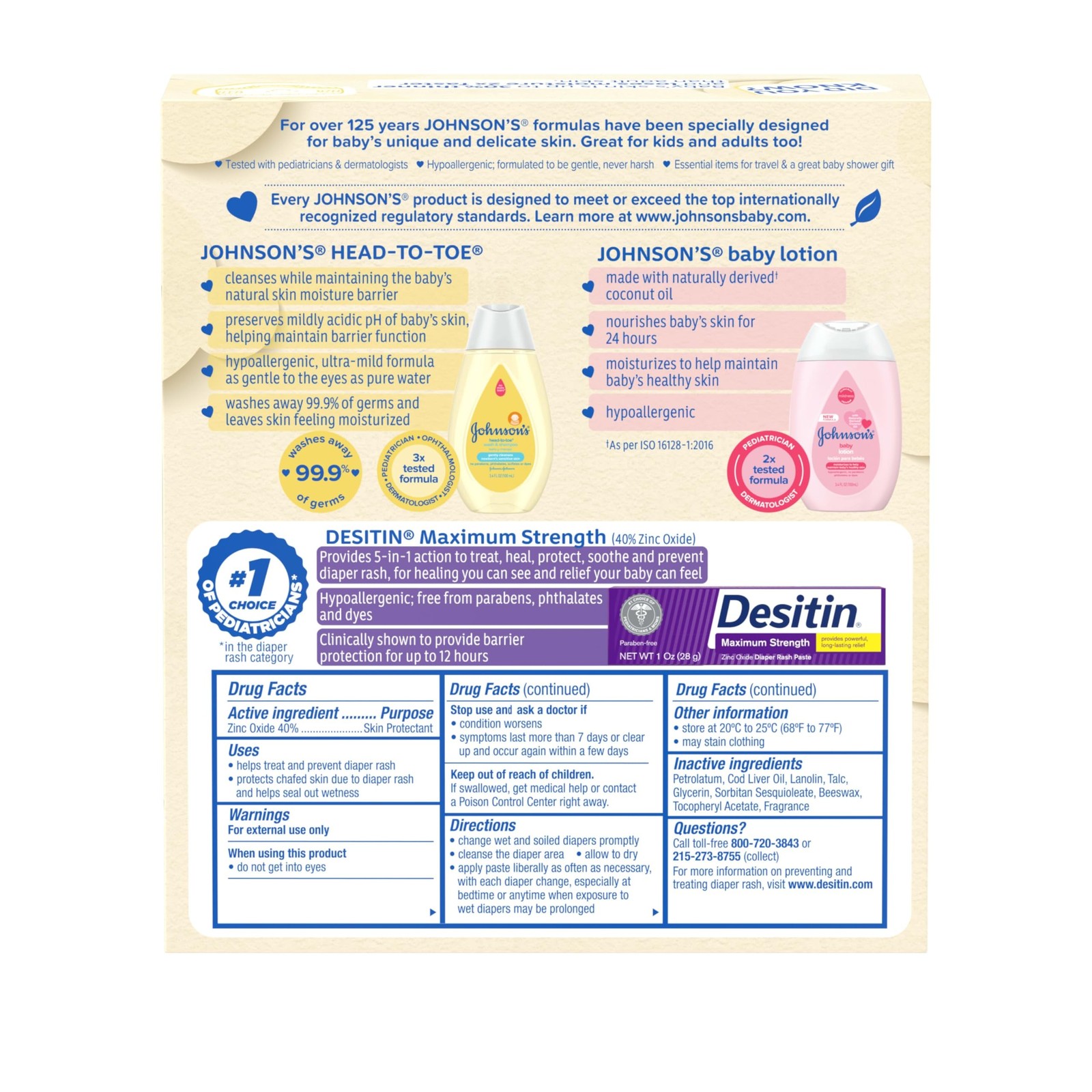 Johnson’s Baby Care Essentials Gift Set, Body Lotion, & Zinc Oxide Diaper Ras…