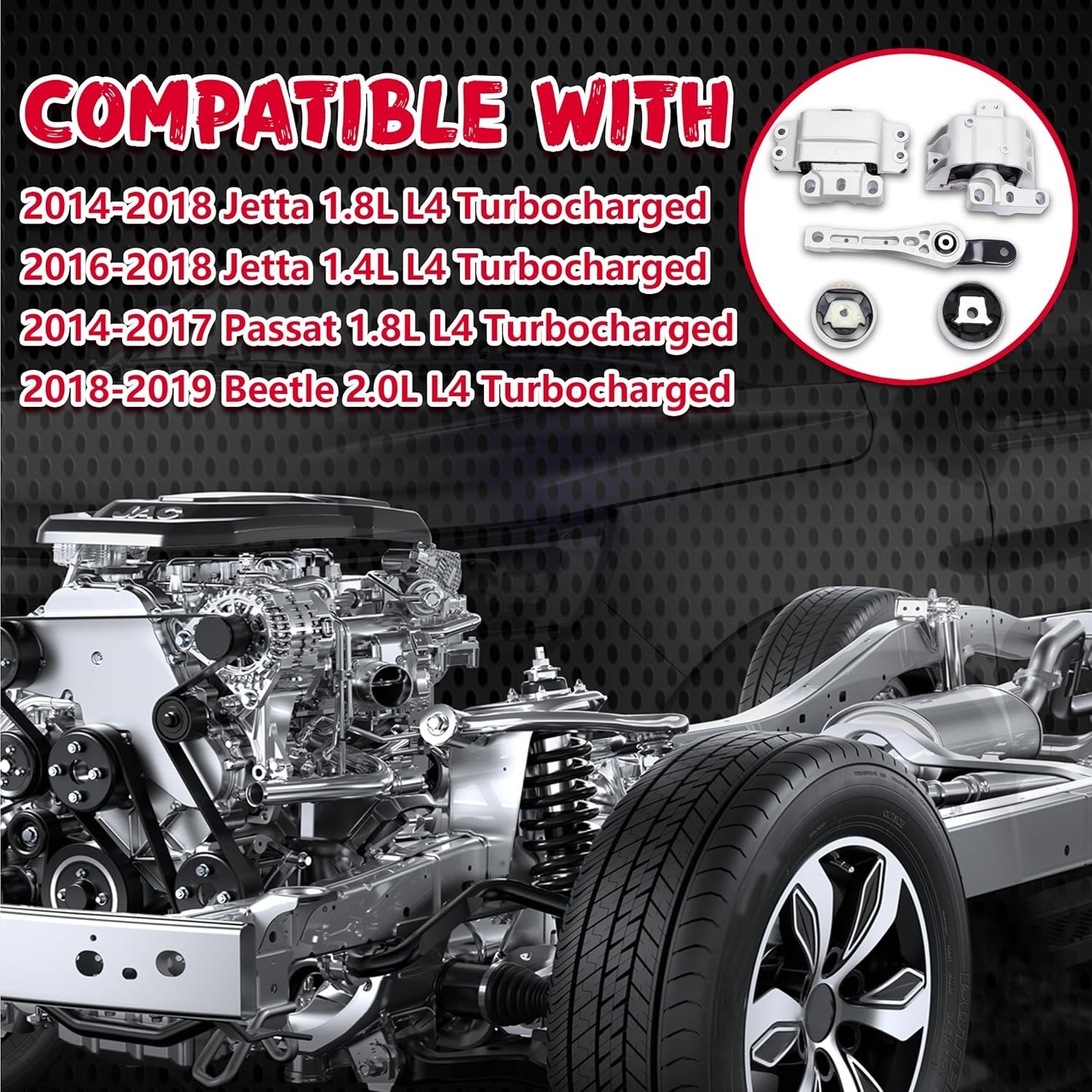 Engine Motor and Transmission Mount Compatible with Jetta 2014-2018 1.8L1.4L L4