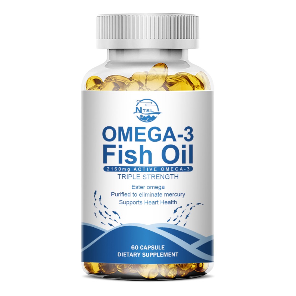 Triple Strength Omega-3 Fish Oil 2160mg Capsules,Supports Heart Health 60 Caps
