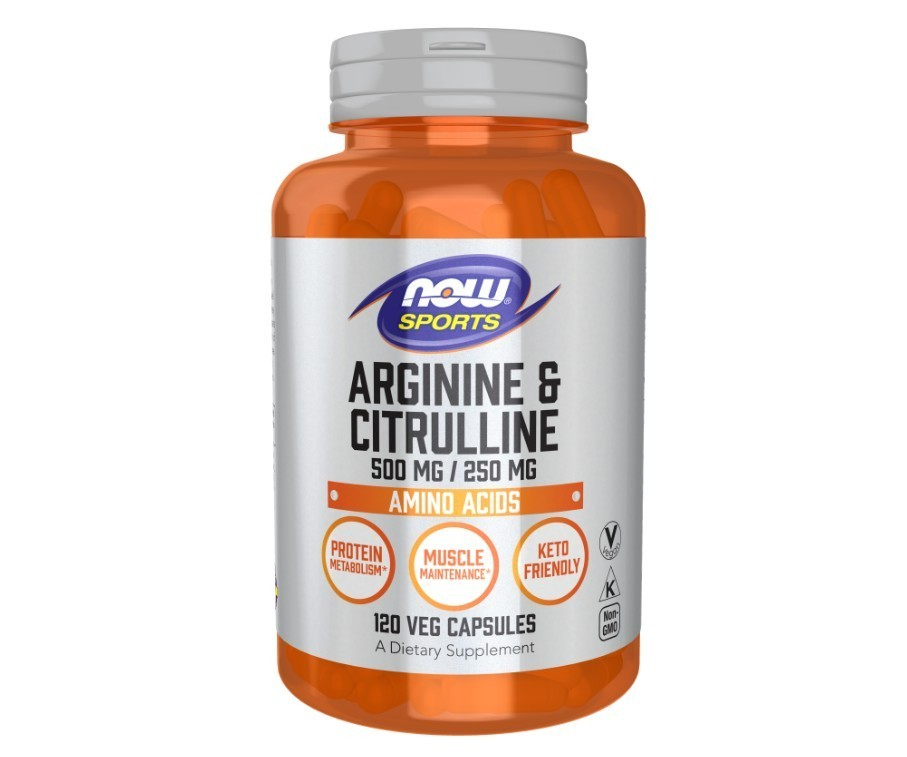 NOW FOODS Arginine & Citrulline 500 mg 250 mg 120 Veg Capsules