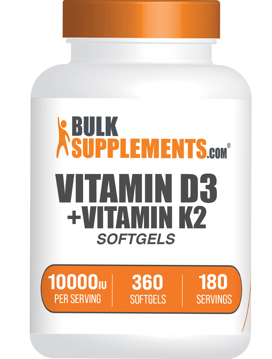 BulkSupplements Vitamin D3 + Vitamin K2 10000 IU Softgels, 360 Count (Pack of 1)