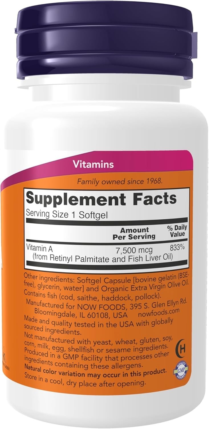 NOW FOODS Vitamin A 25 000 100 Softgels
