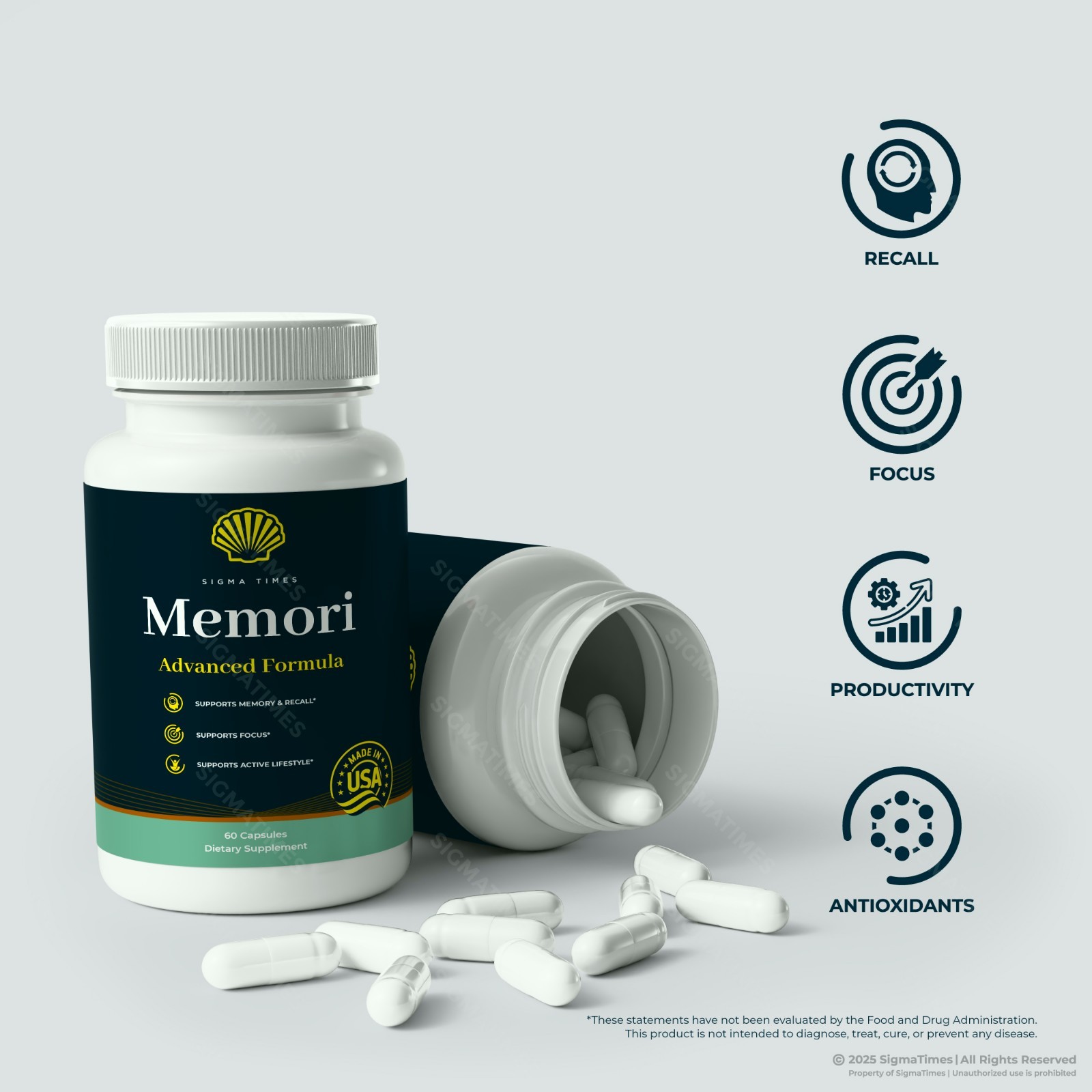 Memori Capsules, Advanced Formula, Brain Health & Memory Pills – 3 Pack