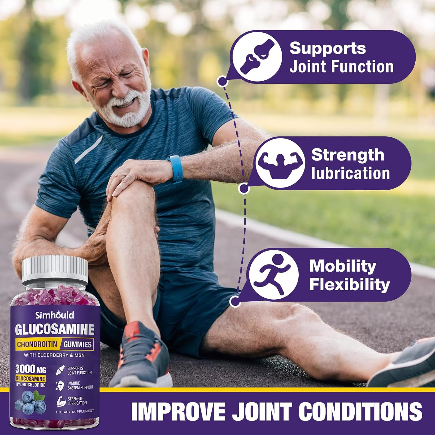 2 Packs Glucosamine Chondroitin Gummies – 3000MG Extra Strength Joint Support…