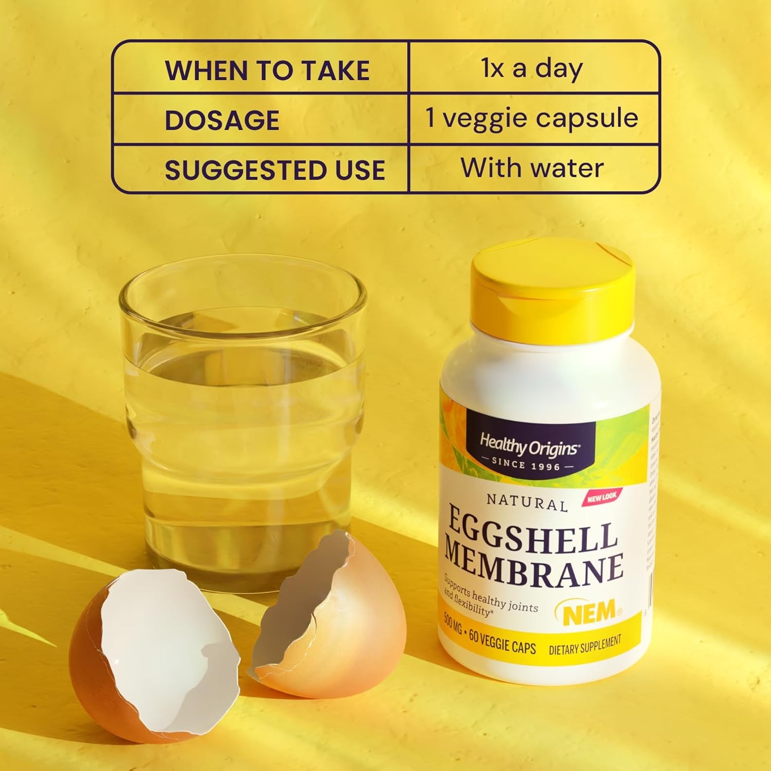Healthy Origins Eggshell Membrane 500 mg (NEM, Non-GMO, 30 Count (Pack of 1)