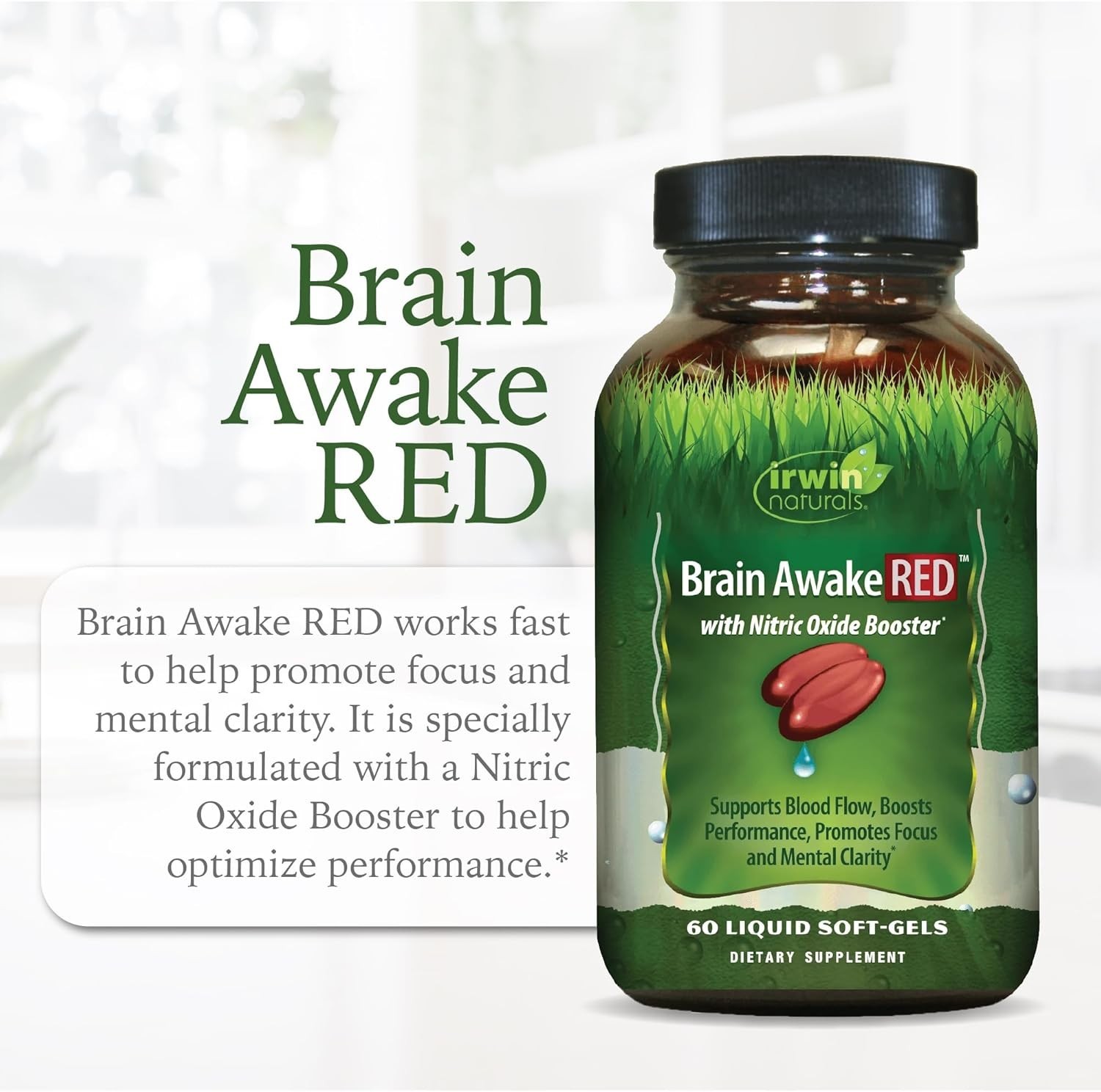 Irwin Naturals Brain Awake Red 60 Softgels Each (Pack of 3)