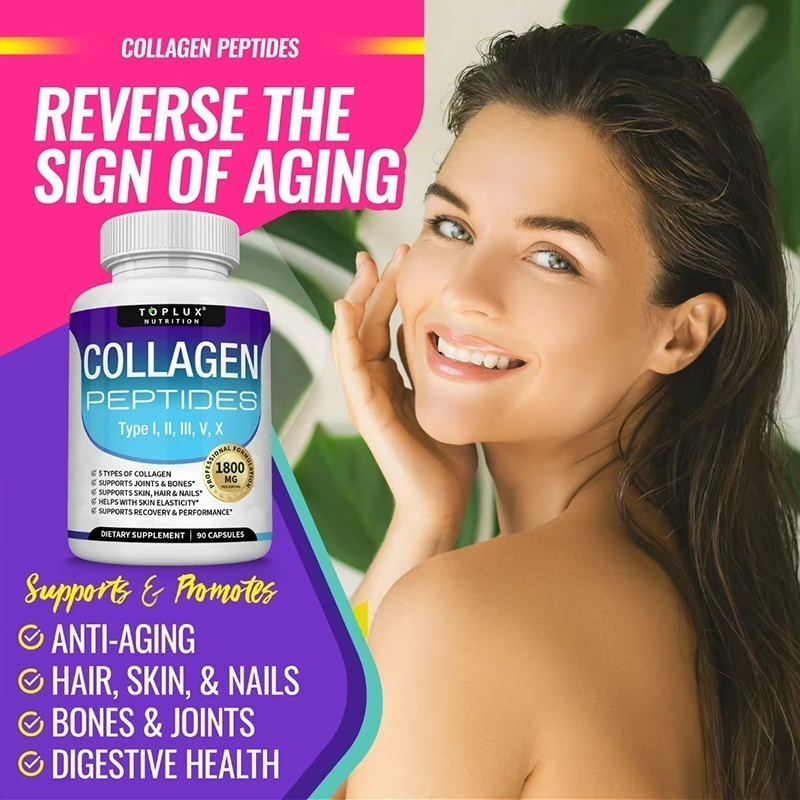 NEW Premium Collagen Peptides 1800 MG Hydrolyzed Anti-Aging – Types I,II,III,V,X
