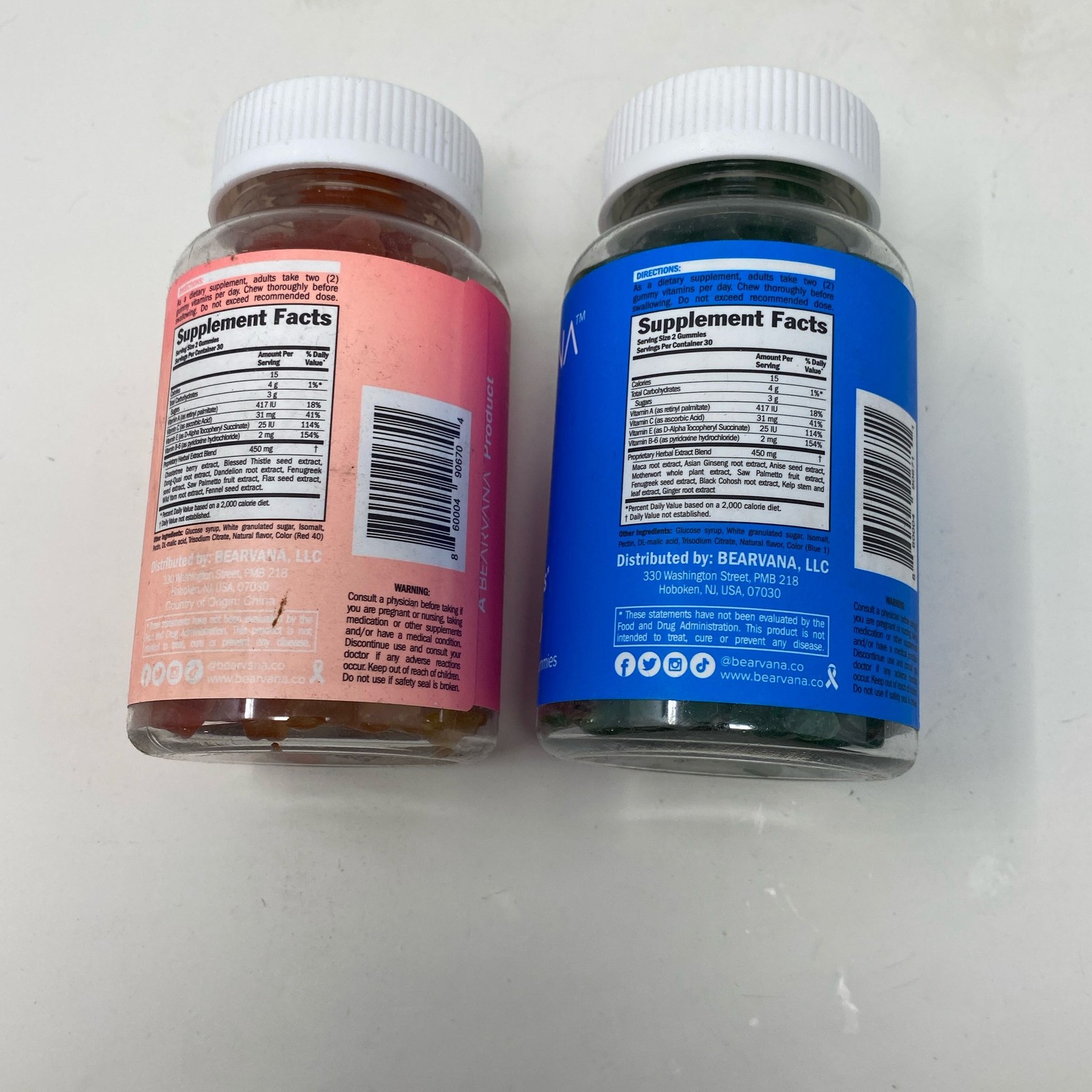 BEARVANA Top & Peach Support Gummies Berry 2-Pack 120ct Pink/Blue