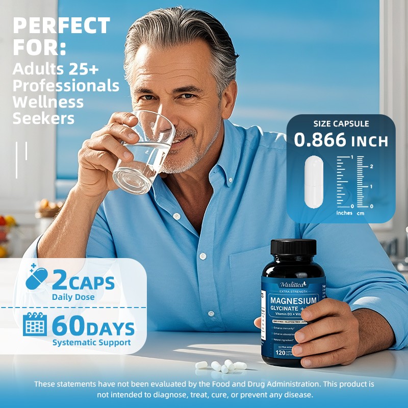 Magnesium Glycinate 500mg Vitamin D3 Zinc For Sleep Stress Relief Support Bone