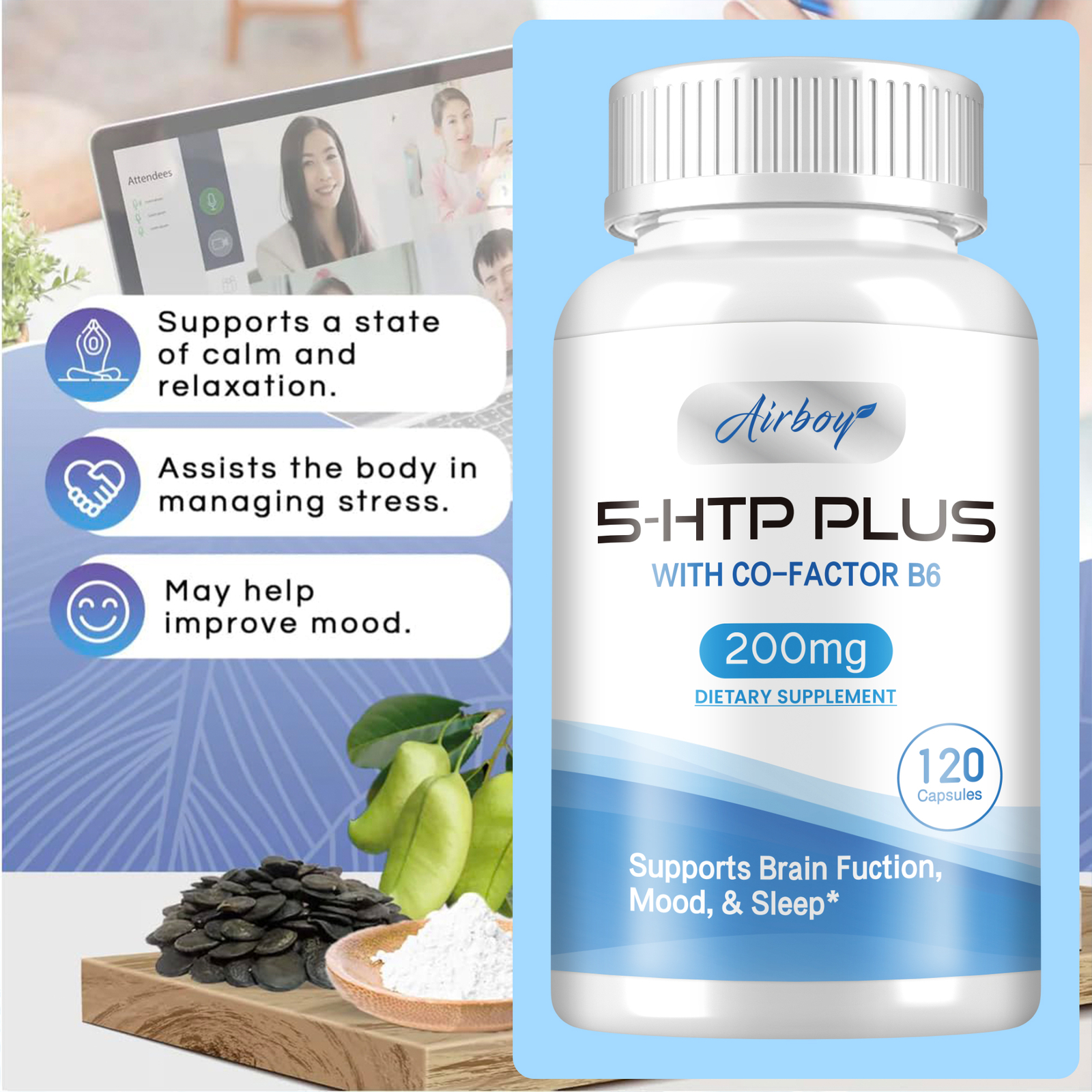 5-HTP Plus Capsules 200mg – Sleep Aid,Mood,Relaxation,Serotonin & Sleep Support