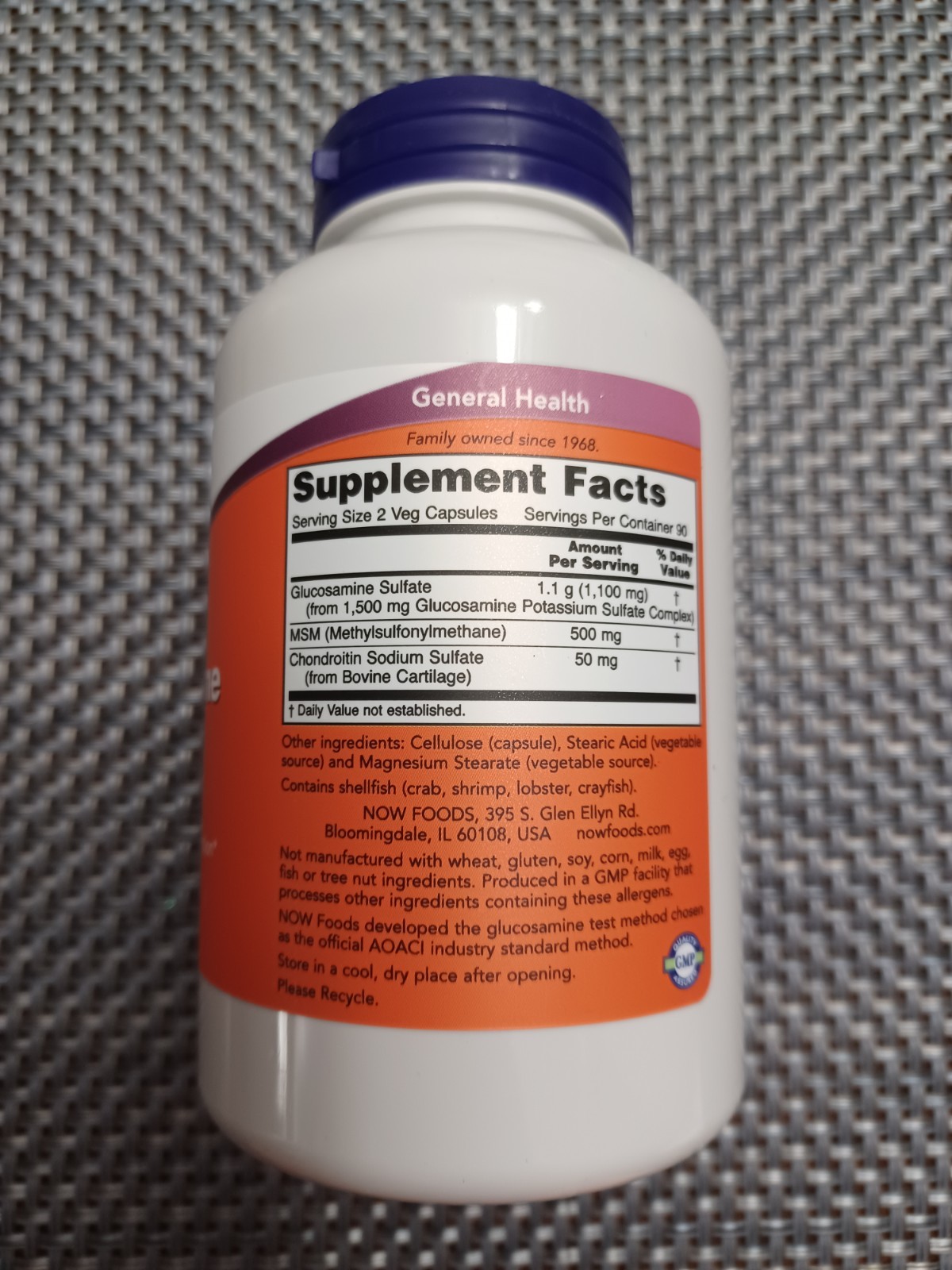 Now Foods Glucosamine MSM 180 Veg Capsules GMP Joint Health Exp. 04/2027