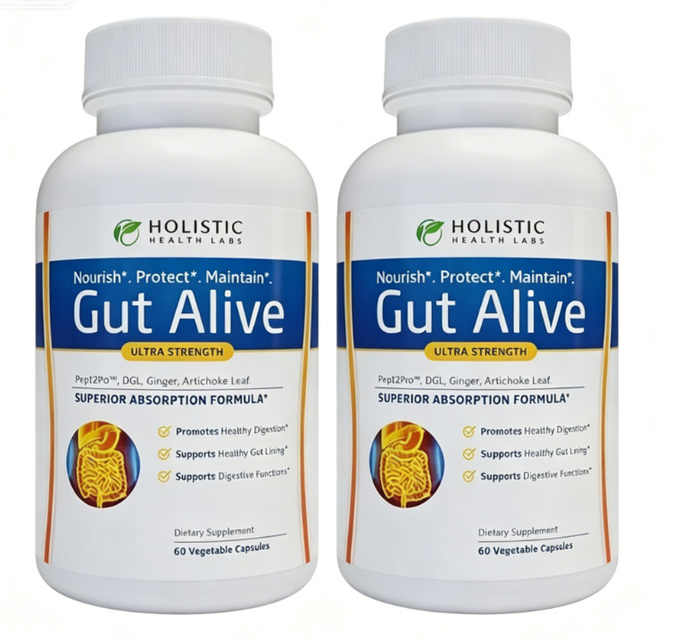 Holistic Health Labs Gut Alive Ultra Strength Gut Health 60 Capsules (1-3 Pack)