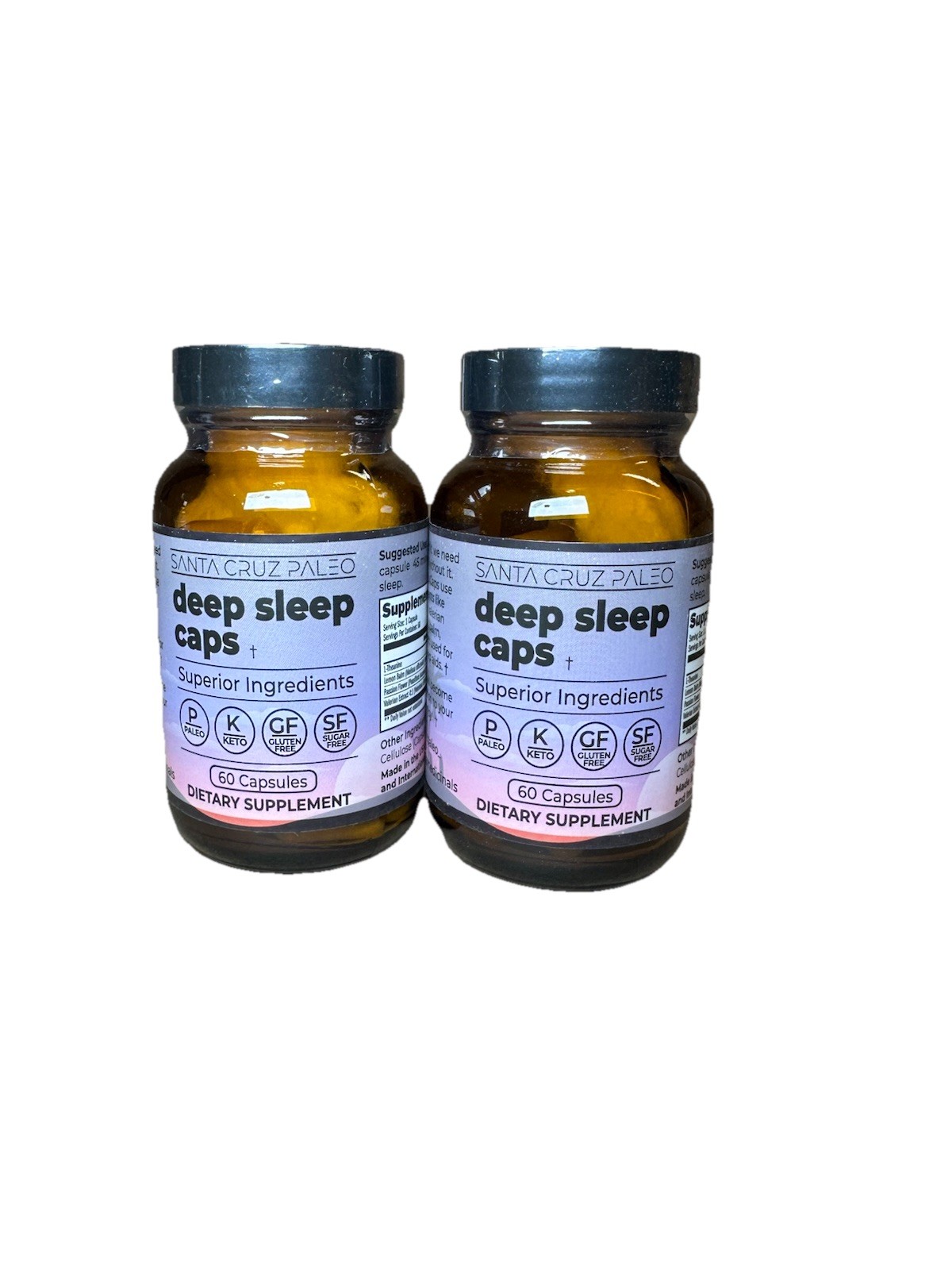 2 Bottles Santa Cruz Paleo Deep Sleep Caps – Sealed New – Exp 10/2026 60 Caps Ea