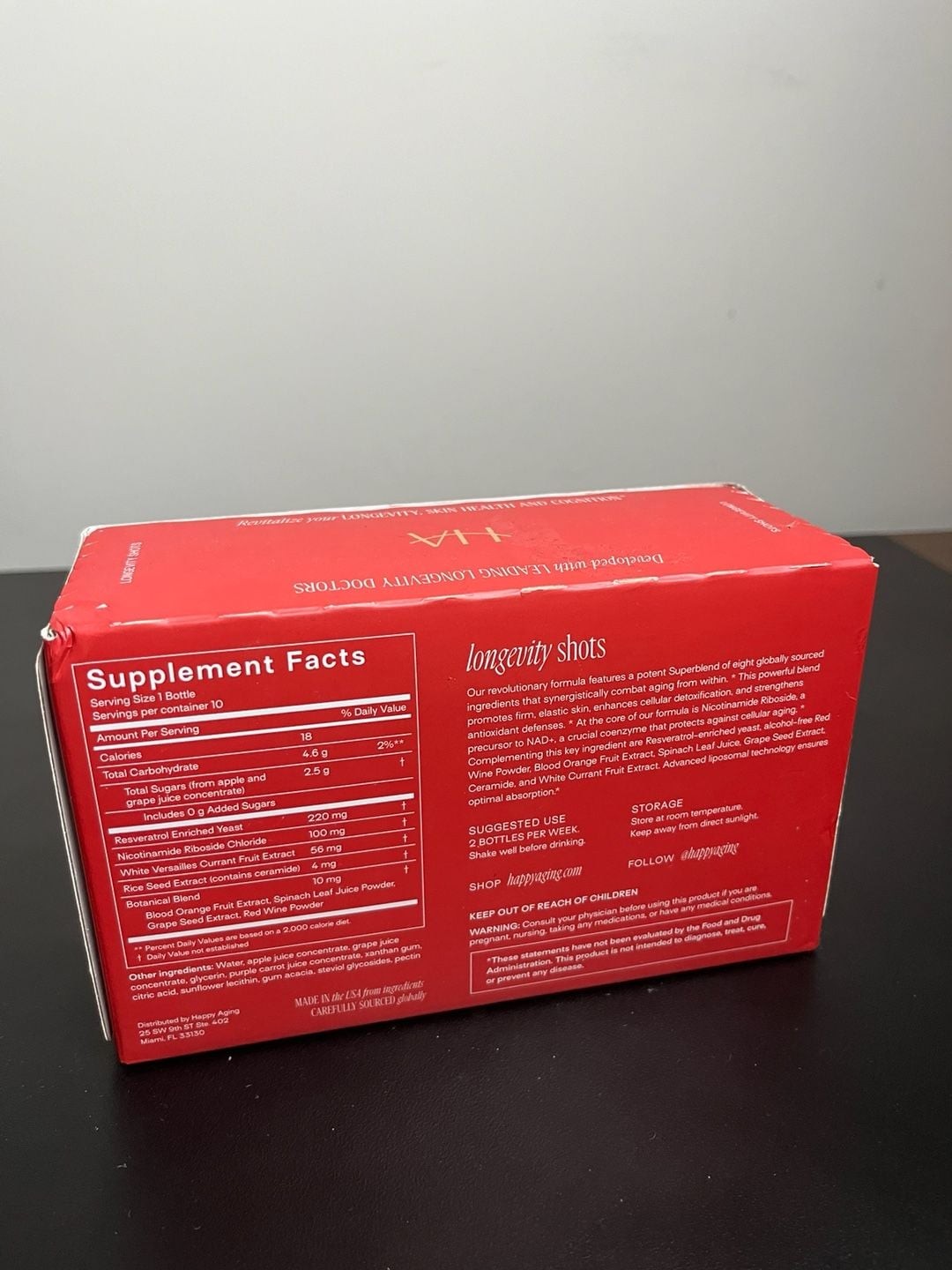 Happy Aging Longevity Shots NAD+ Resveratrol + NR Superblend Dietary Supplement,