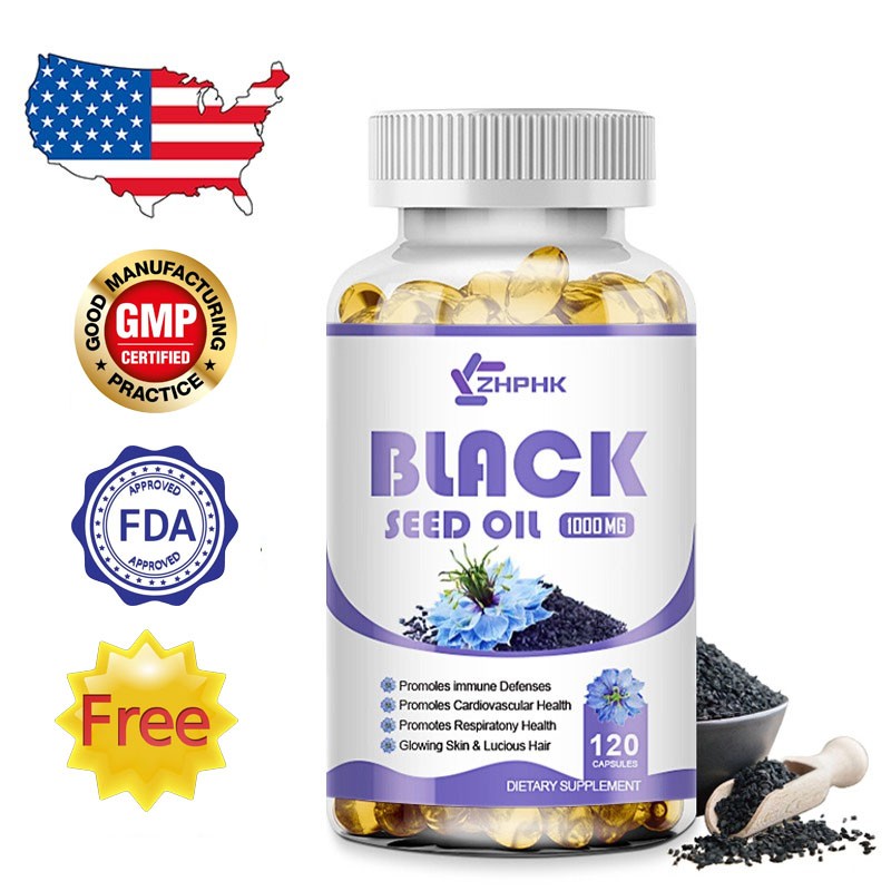 Black seed oil soft capsules help antioxidant cardiovascular skin repair 120pcs