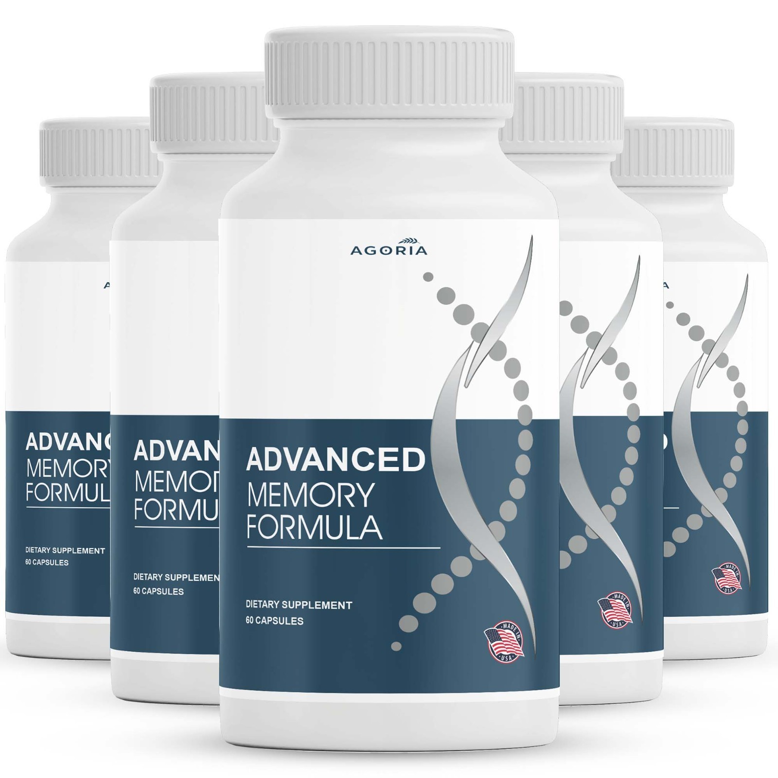 (5 PACK) Advanced Memory Formula Best Natural Brain Dietary Supplement