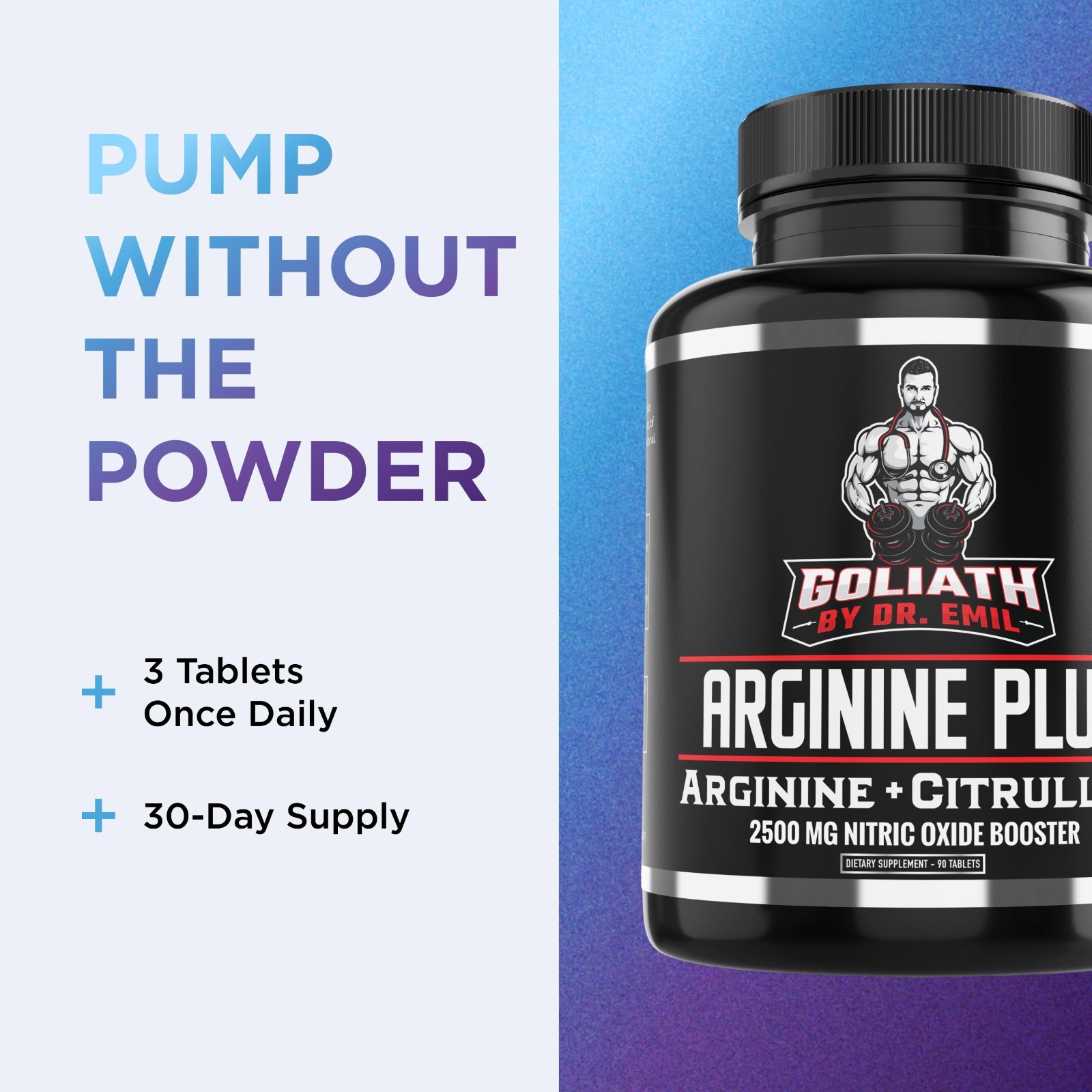 High Dose L-Arginine & L-Citrulline Malate 2500mg – Nitric Oxide Booster for End