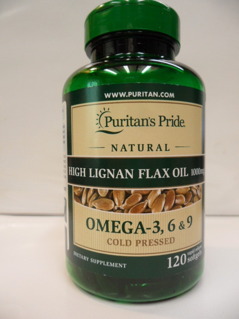 HIgh Lignan Flaxseed Oil Natural/Organic 1,000 mg Omega-3, 6 & 9 120 Softgels