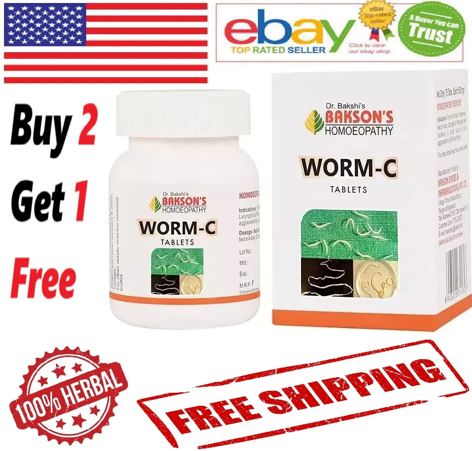 Bakson’s Homoeopathy WORM-C 75 Tabs Pure Herbal Exp 2027